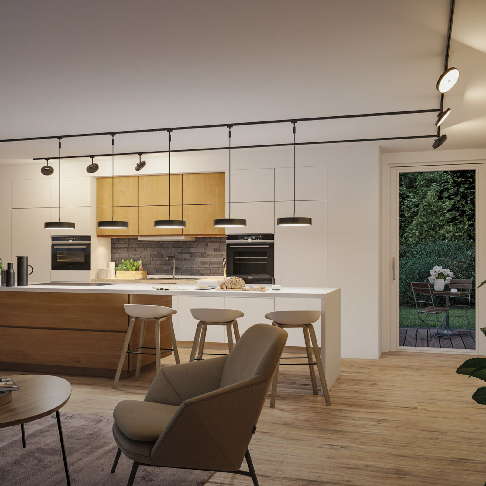 Lâmpada LED para calhas Paulmann URail Smart Hildor preta CCTRGB