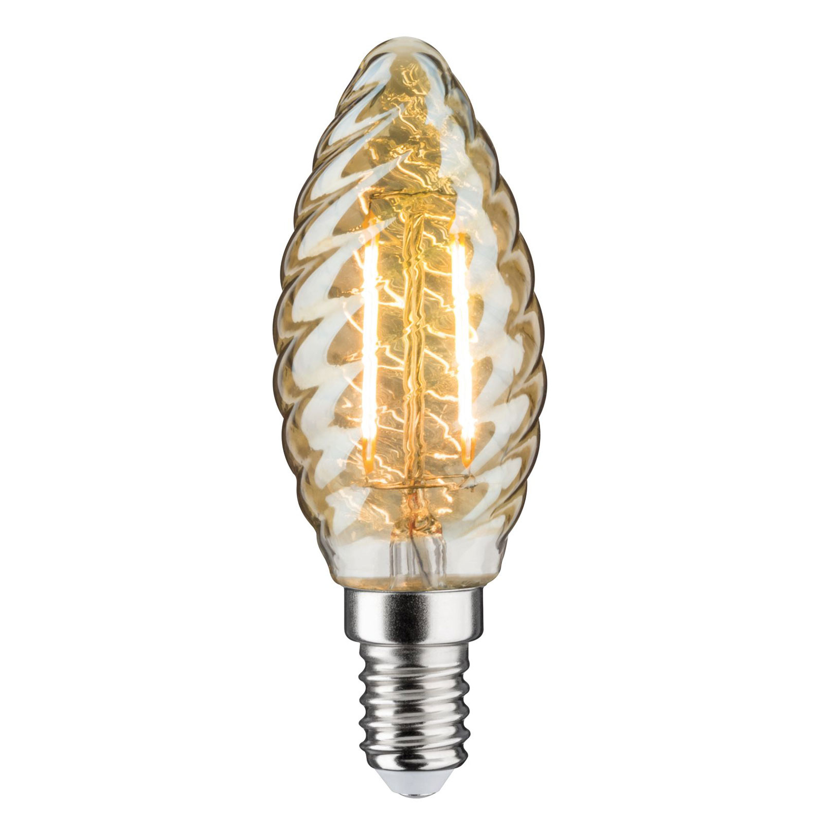 E14 4,7W LED-kertepære, guld, snoet, kan dæmpes
