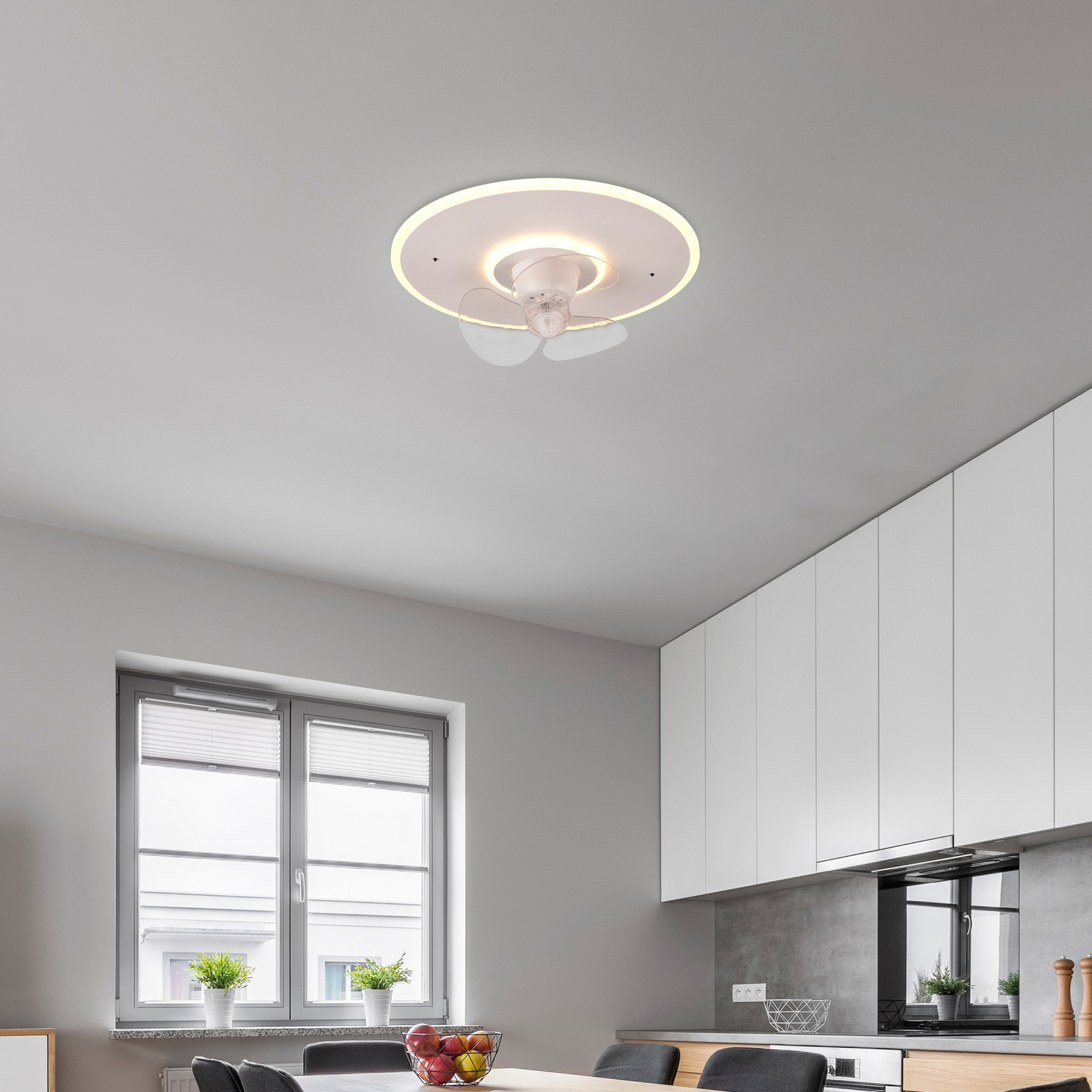 LED-Ventilator Nybro, weiß, DC, leise, Ø 50 cm, CCT, Remote