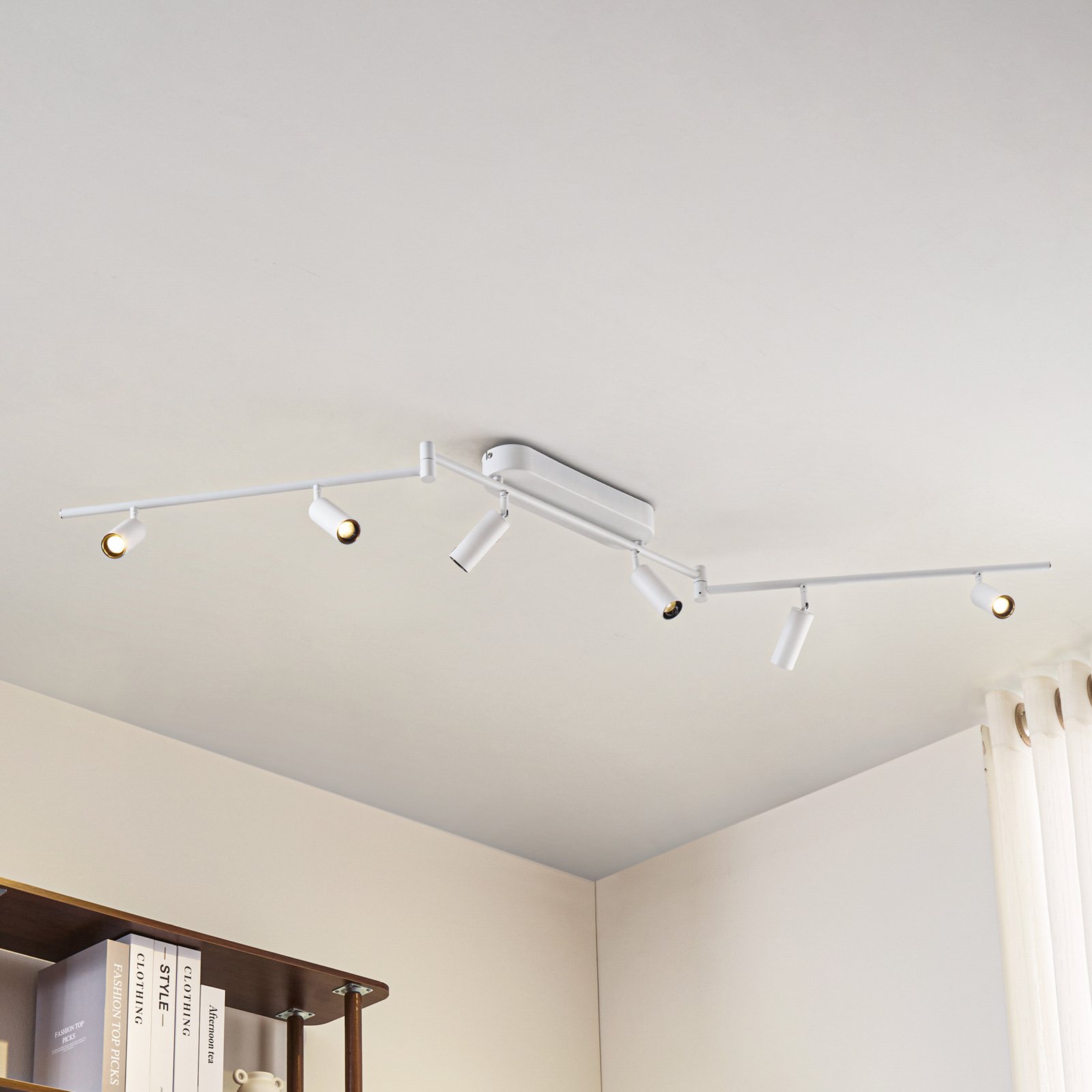 Lindby Eldrin LED ceiling light, 6-bulb, spots, white