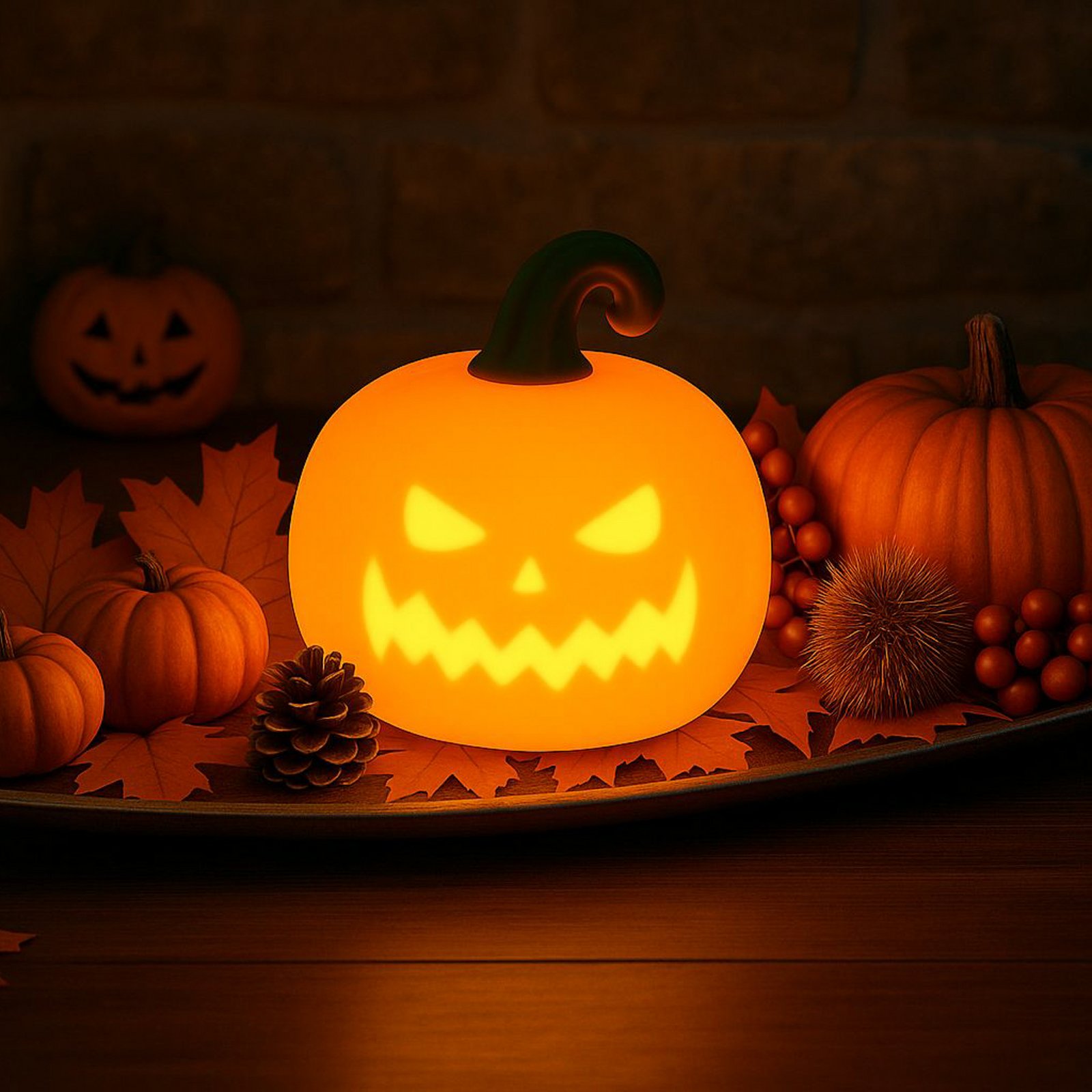 Lanterna cu LED Richy, portocalie, Ø 11 cm, silicon