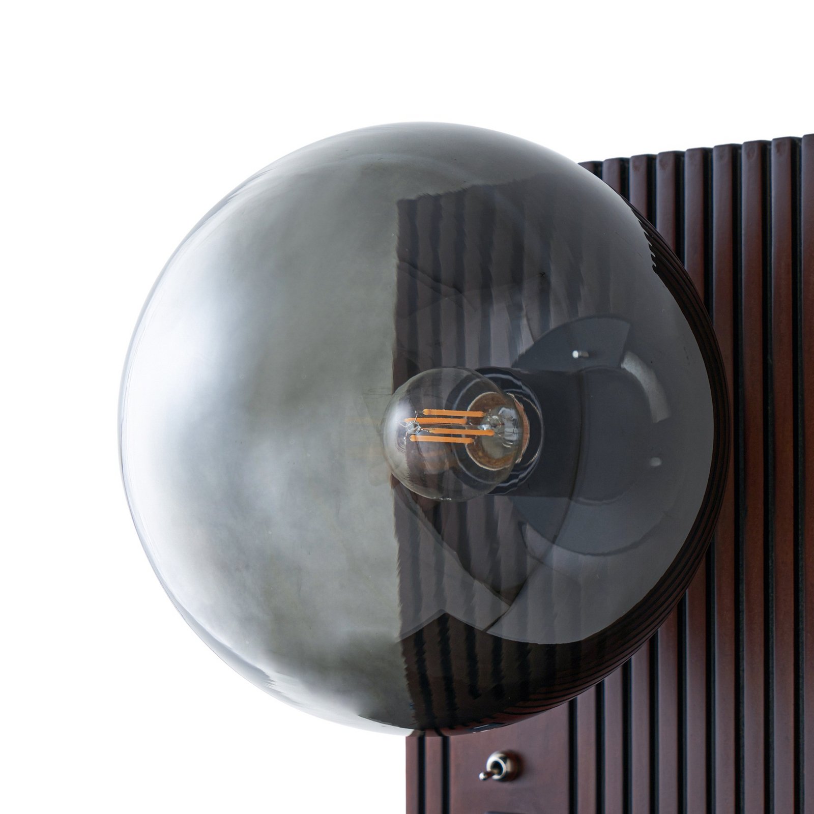 Veloura wandlamp, hoogte 30 cm, glas, hout, USB - Lucande Veloura wandlamp, hoogte 30 cm, glas, hout, USB - Lucande