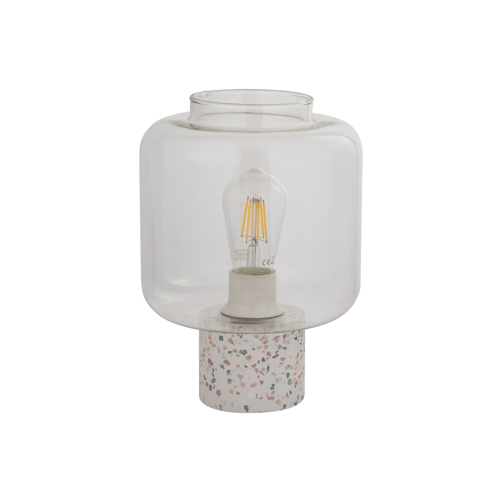 Bordslampa X Vessel, vit/klar, betong, glas