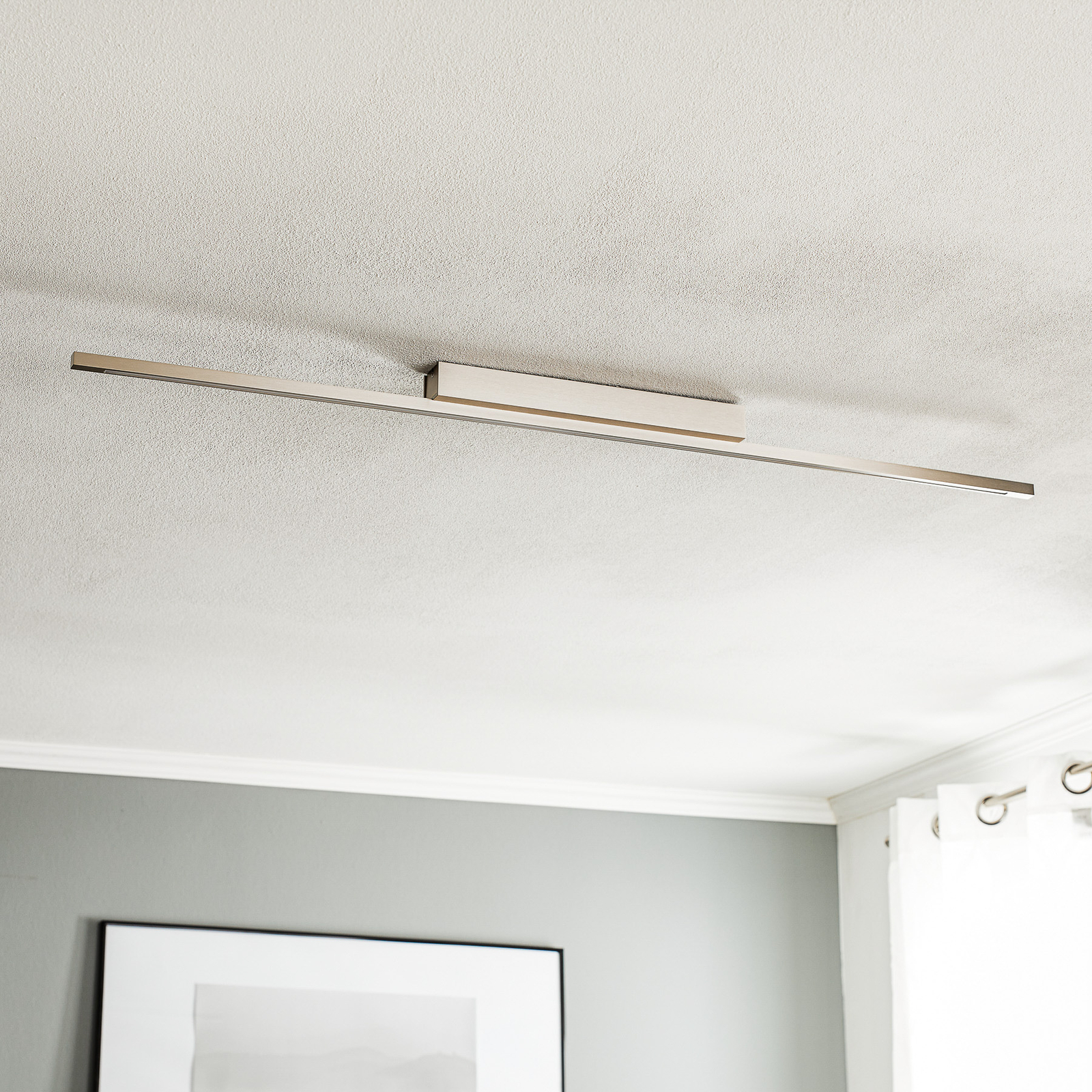 Quitani LED ceiling light Tolu, nickel, length 118 cm