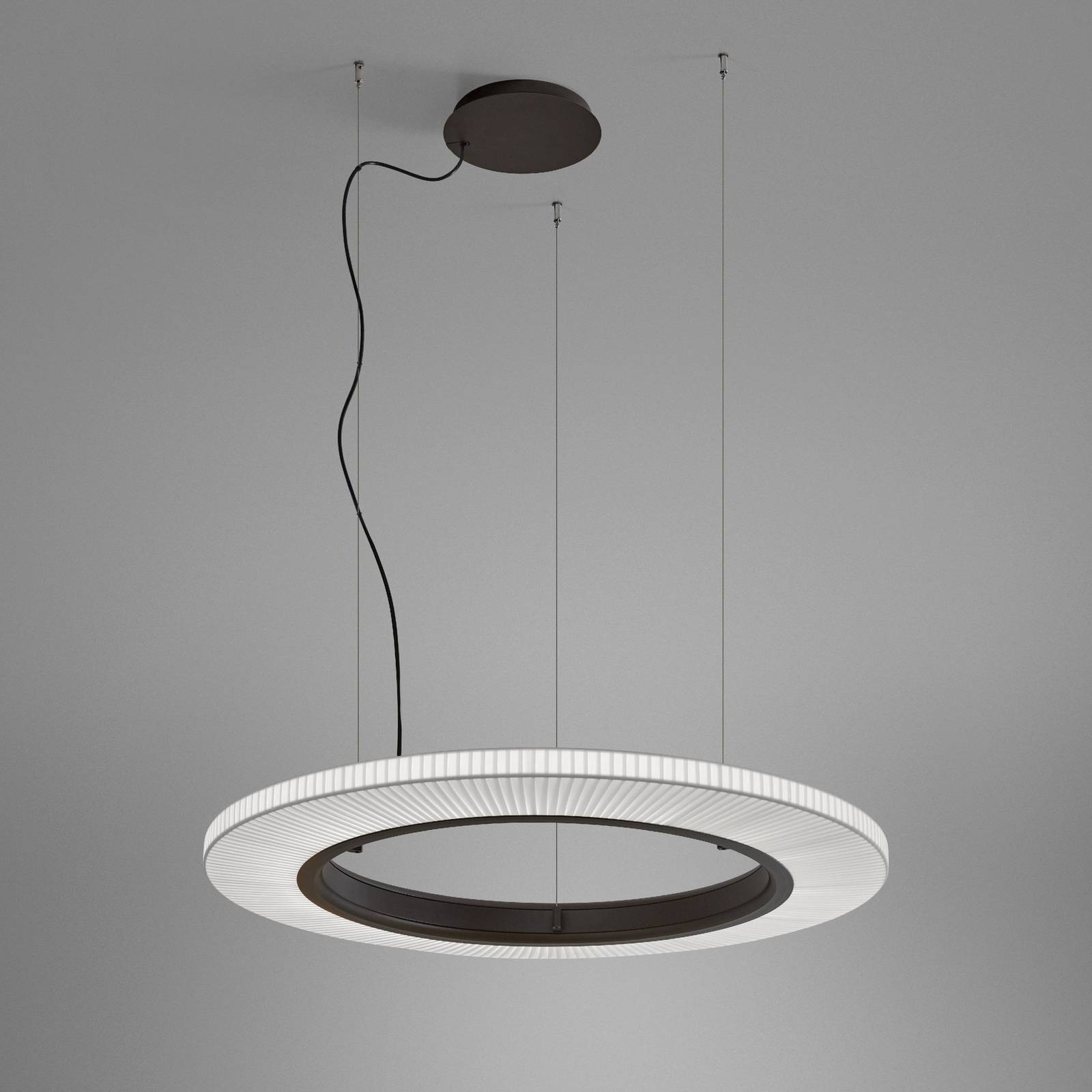 Lampa wisząca Bover LED Roda S/90, brązowy/biały, Ø 90 cm, TRIAC