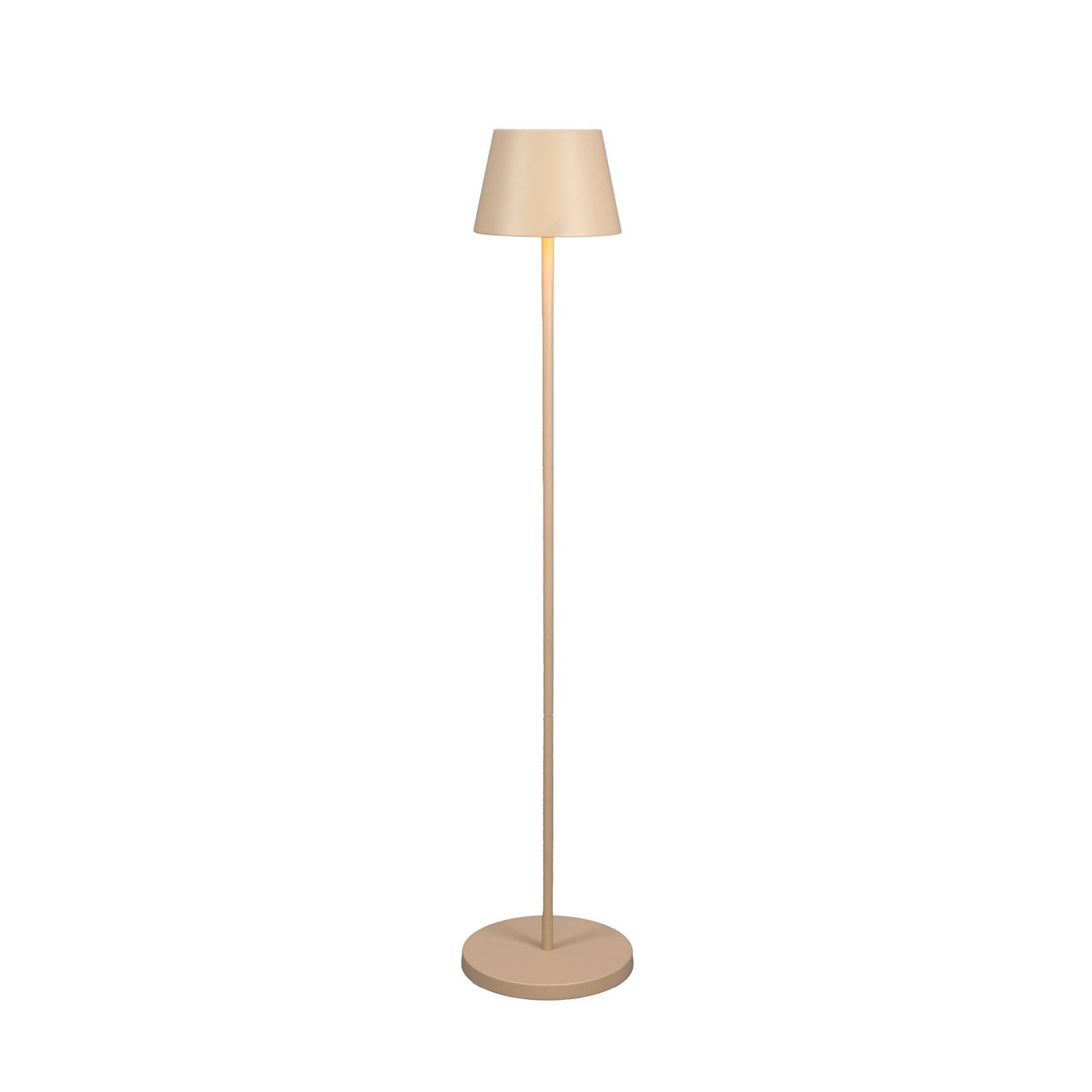 LED-Akku-Stehlampe Pomezia, sandfarben, 124 cm, IP54, USB