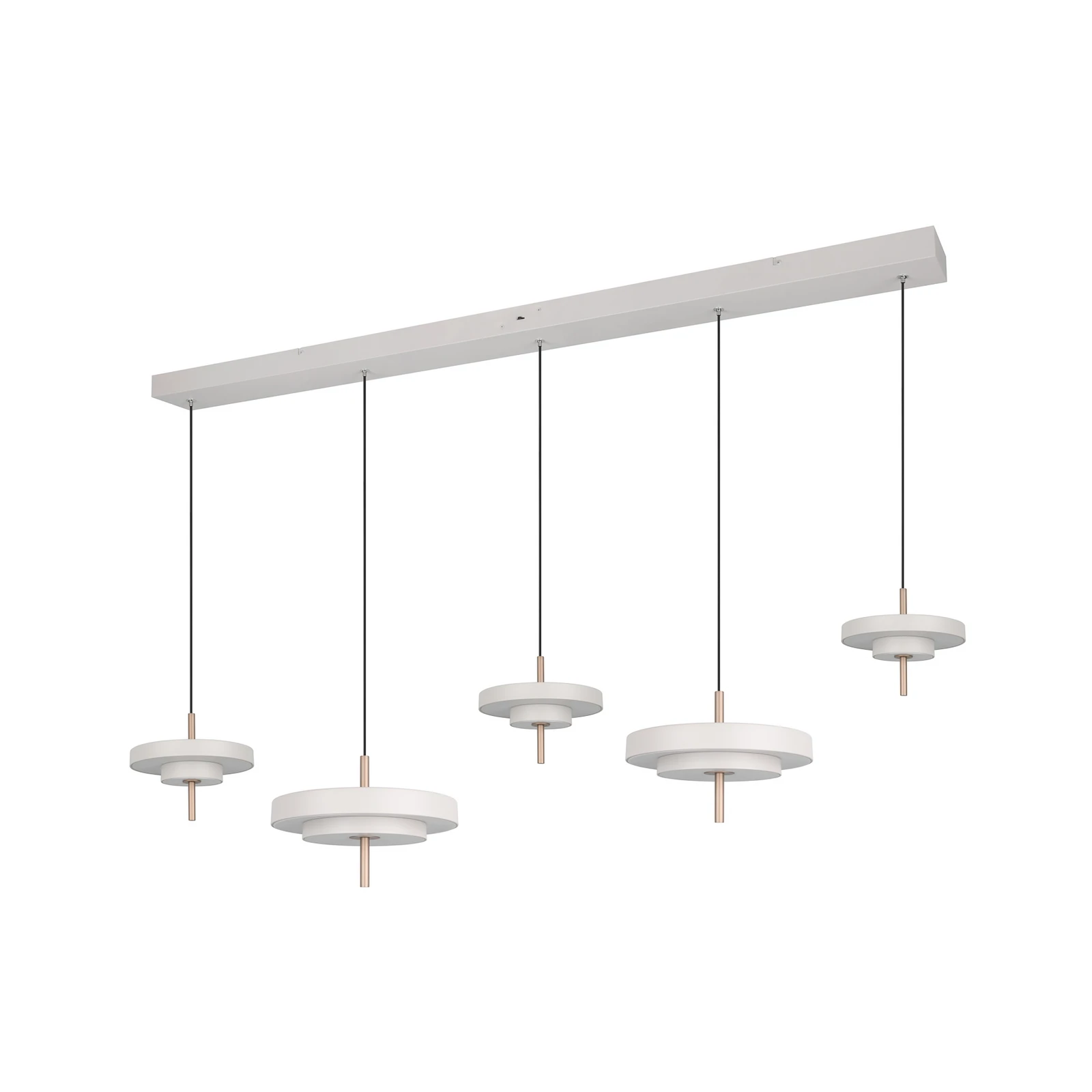 LED závesné svietidlo Keaton, svetlošedá, dĺžka 140 cm, CCT, 5-pl.