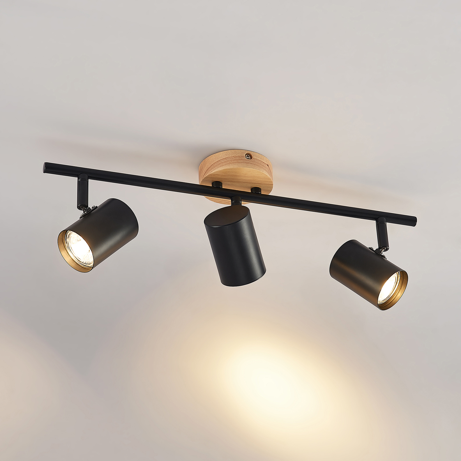 Xiomara 3 Plafonnier Black/Light Wood - Lindby
