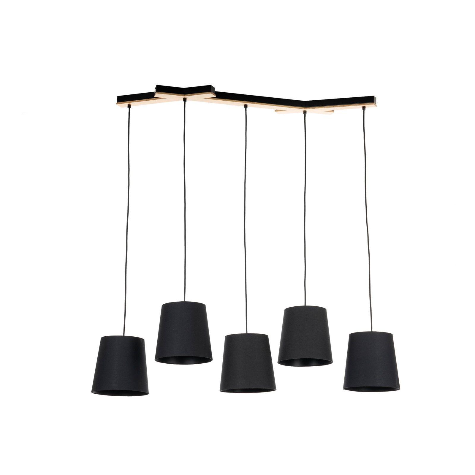 Lucande Thamila hanglamp, zwart, eiken