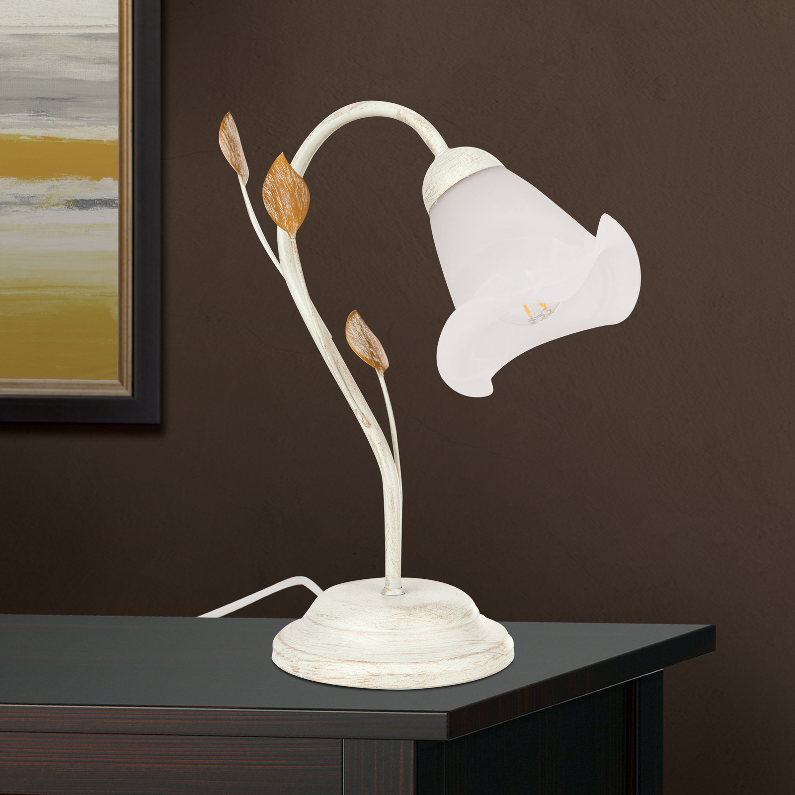 Tafellamp Sisi Florentijnse stijl, ivoor-goud