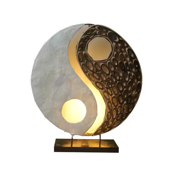 Lampenwelt Tischleuchte Ying Yang aus Naturmaterialien, 30 cm