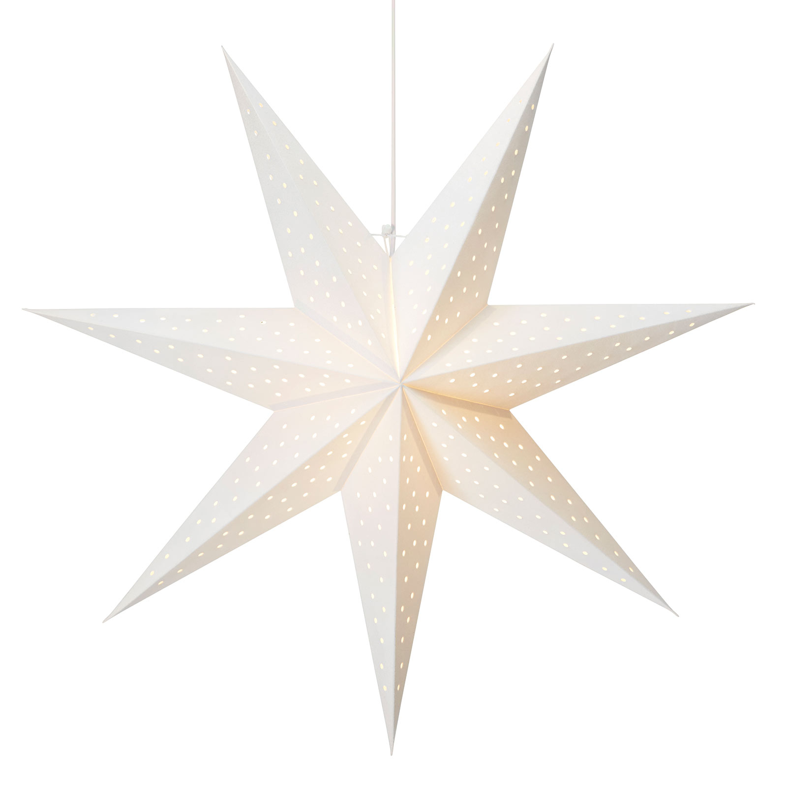 Stjerne Clara til ophæng, fløjlslook Ø 75 cm, hvid