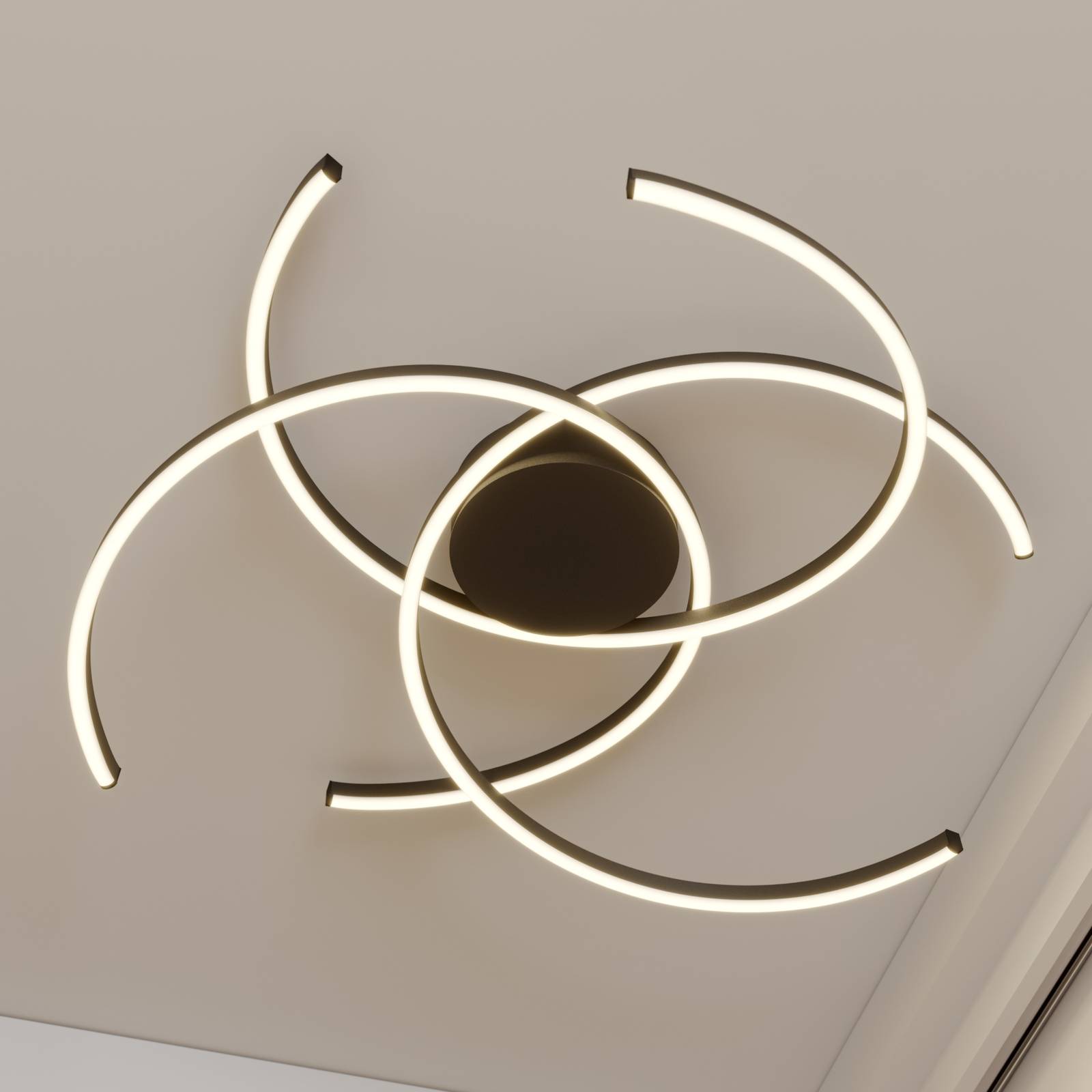 Lindby Katris plafonnier LED, 73 cm, noir