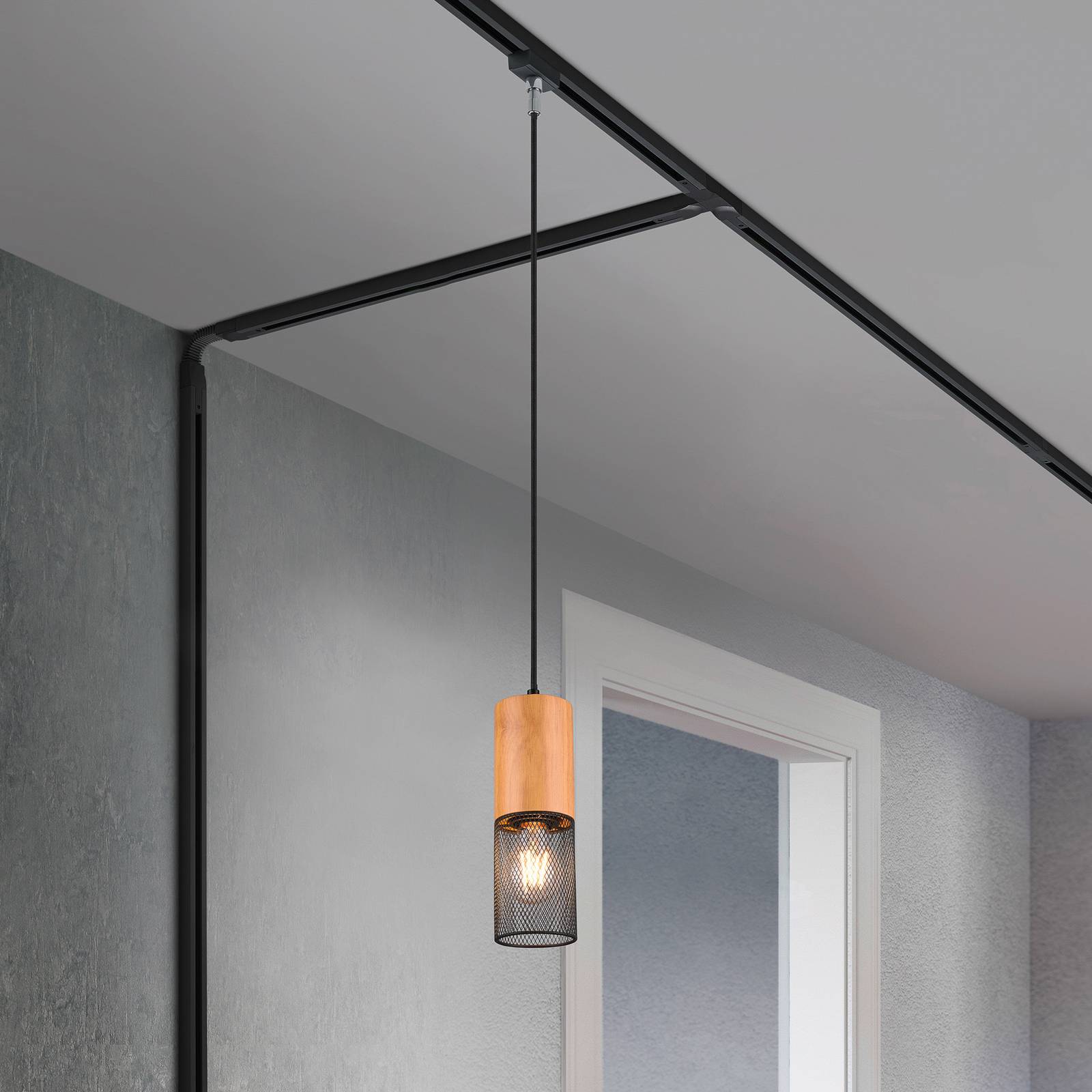 Trio Lighting Suspension Tosh DUOline avec détails en bois