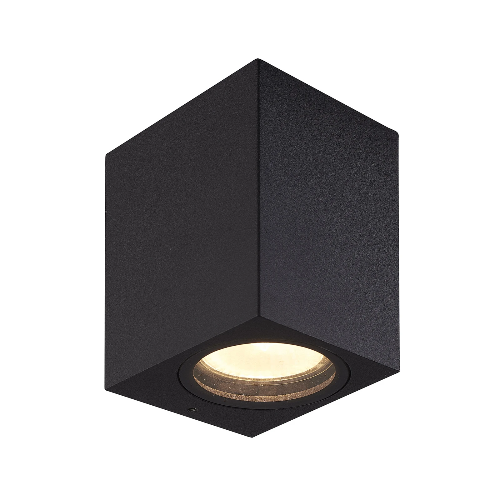 Prios Außenwandleuchte Tetje, schwarz, eckig, 10 cm