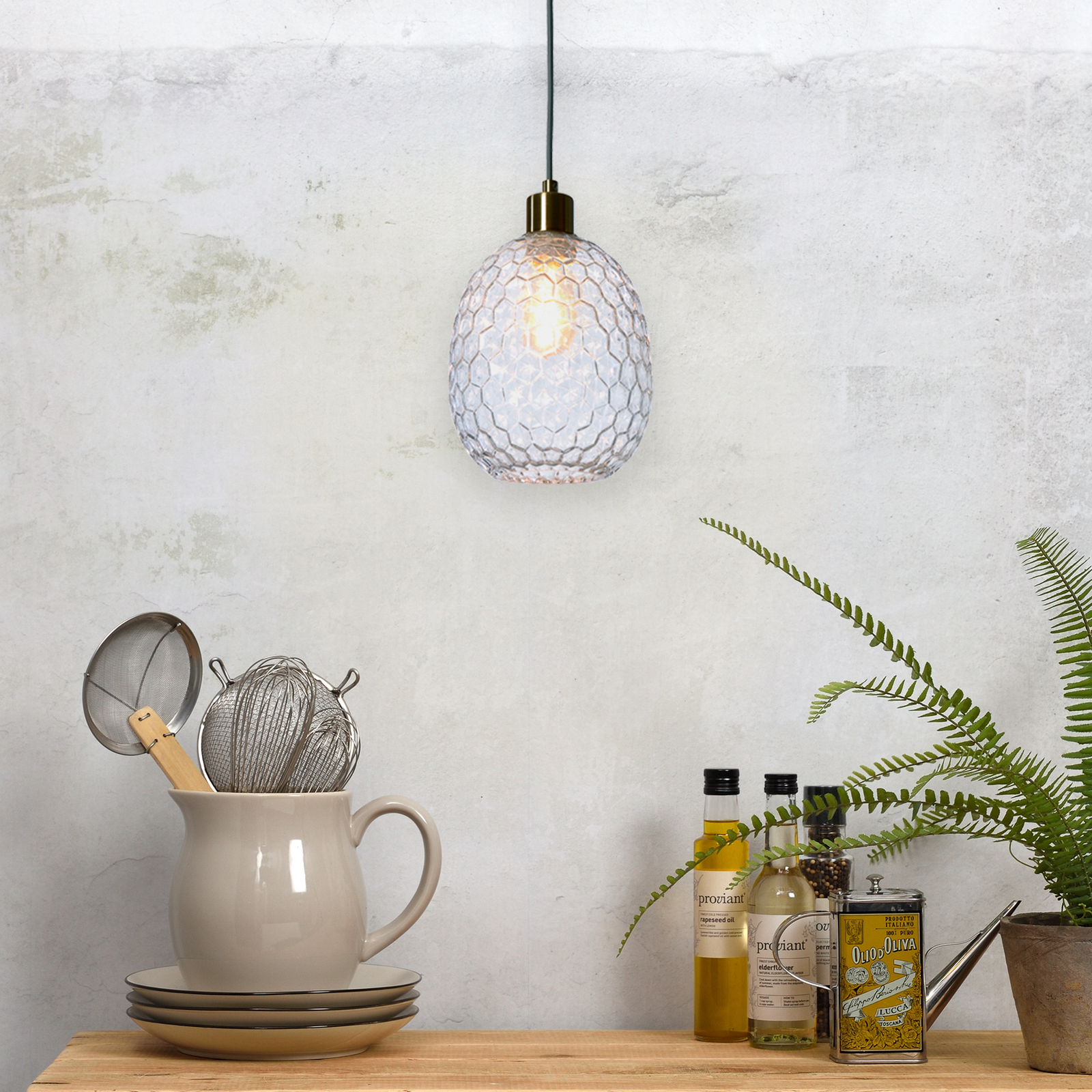 IT'S ABOUT ROMI Suspension Venice, ovale, transparente, verre, E27