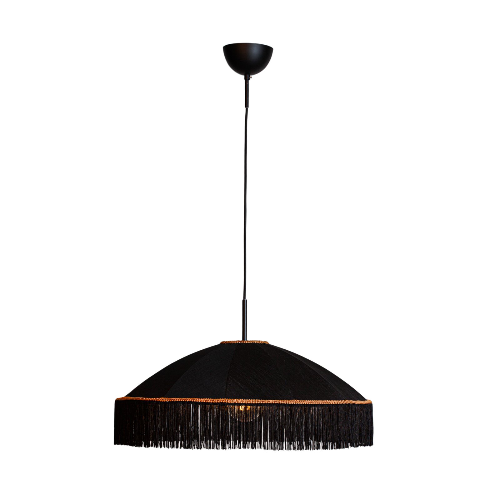 By Rydéns Francis pendant light, black, Ø 60 cm, textile