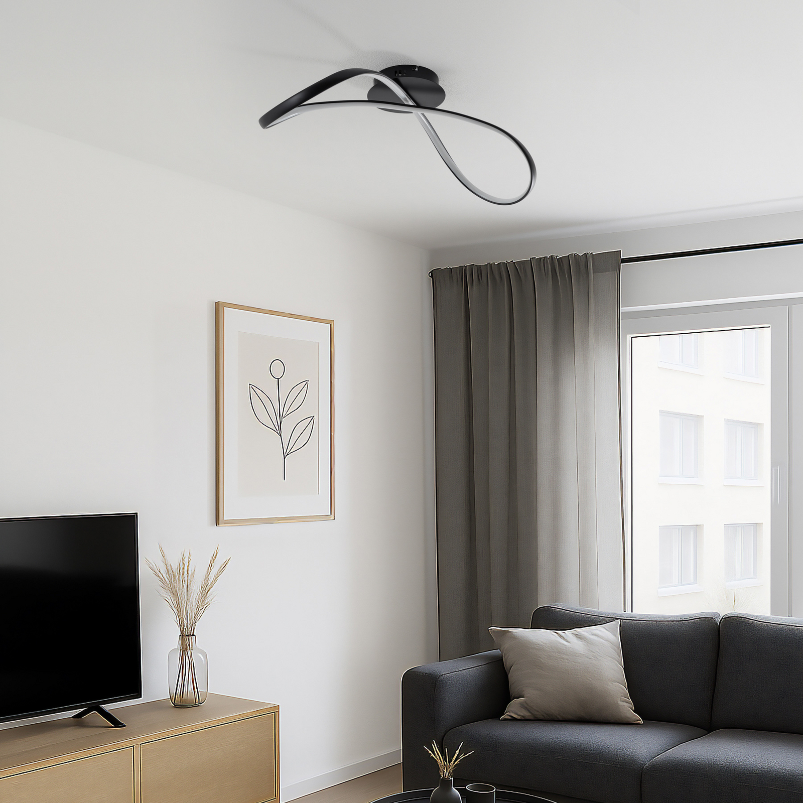 LED-taklampe Infinity, metall, svart, 4000 K LED-taklampe Infinity, metall, svart, 4000 K