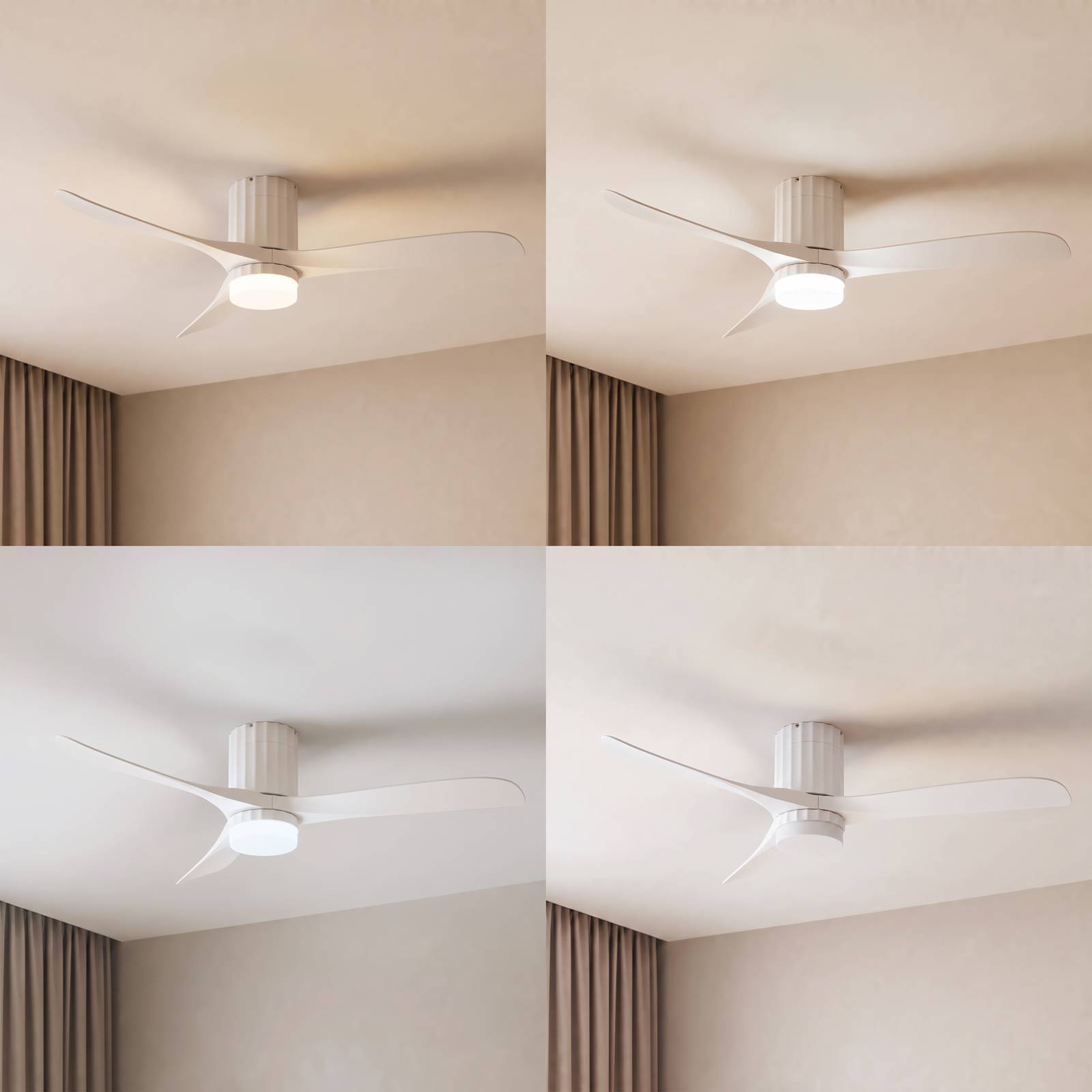 Wentylator sufitowy LED Lucande Novri, biały, Ø 132 cm, CCT