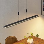 Lindby lámpara colgante LED Berina, 100cm, negro, CCT, cristal ahumado