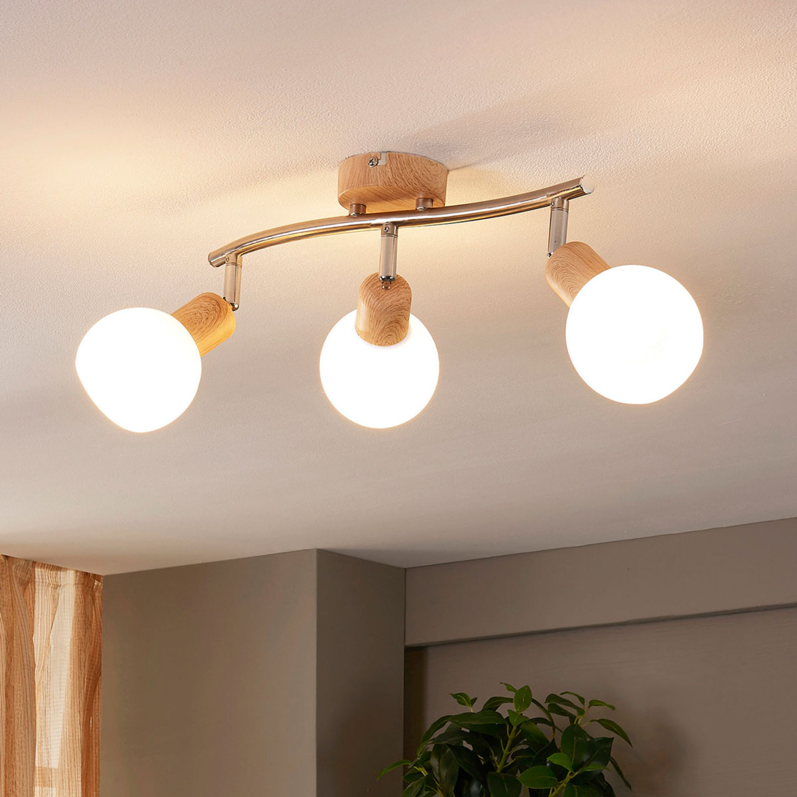 Lindby Lovely ceiling light Svenka with E14 LED, for Living / Dining Room, glass, metal, E14, 4 W, energy efficiency: A+, L: 35 cm, W: 9 cm, H: 20 cm