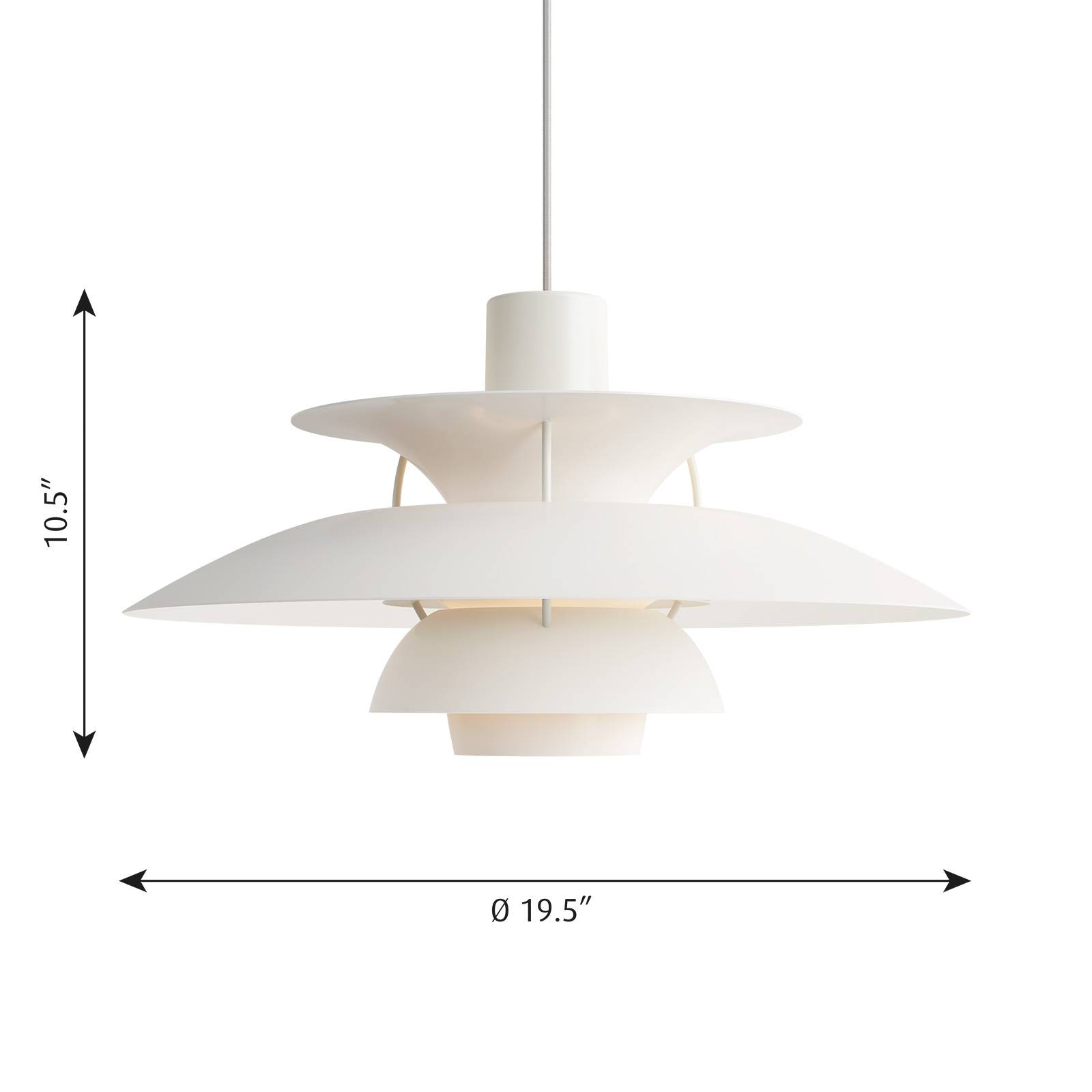 Louis Poulsen PH 5 lampa wisząca monochrom biała