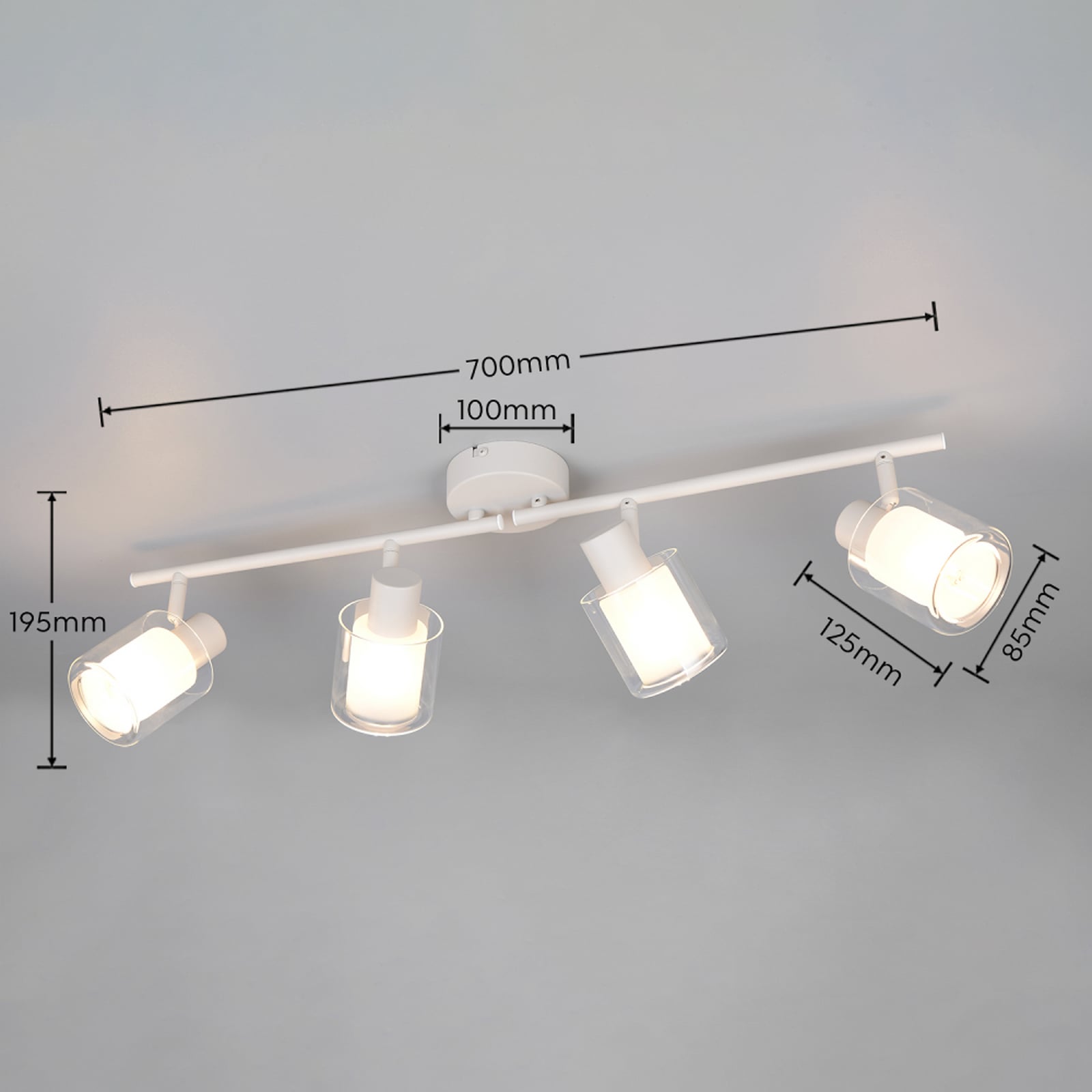 Plafoniera Neralo, a 4 luci, grigio chiaro, metallo, E14 Plafoniera Neralo, a 4 luci, grigio chiaro, metallo, E14