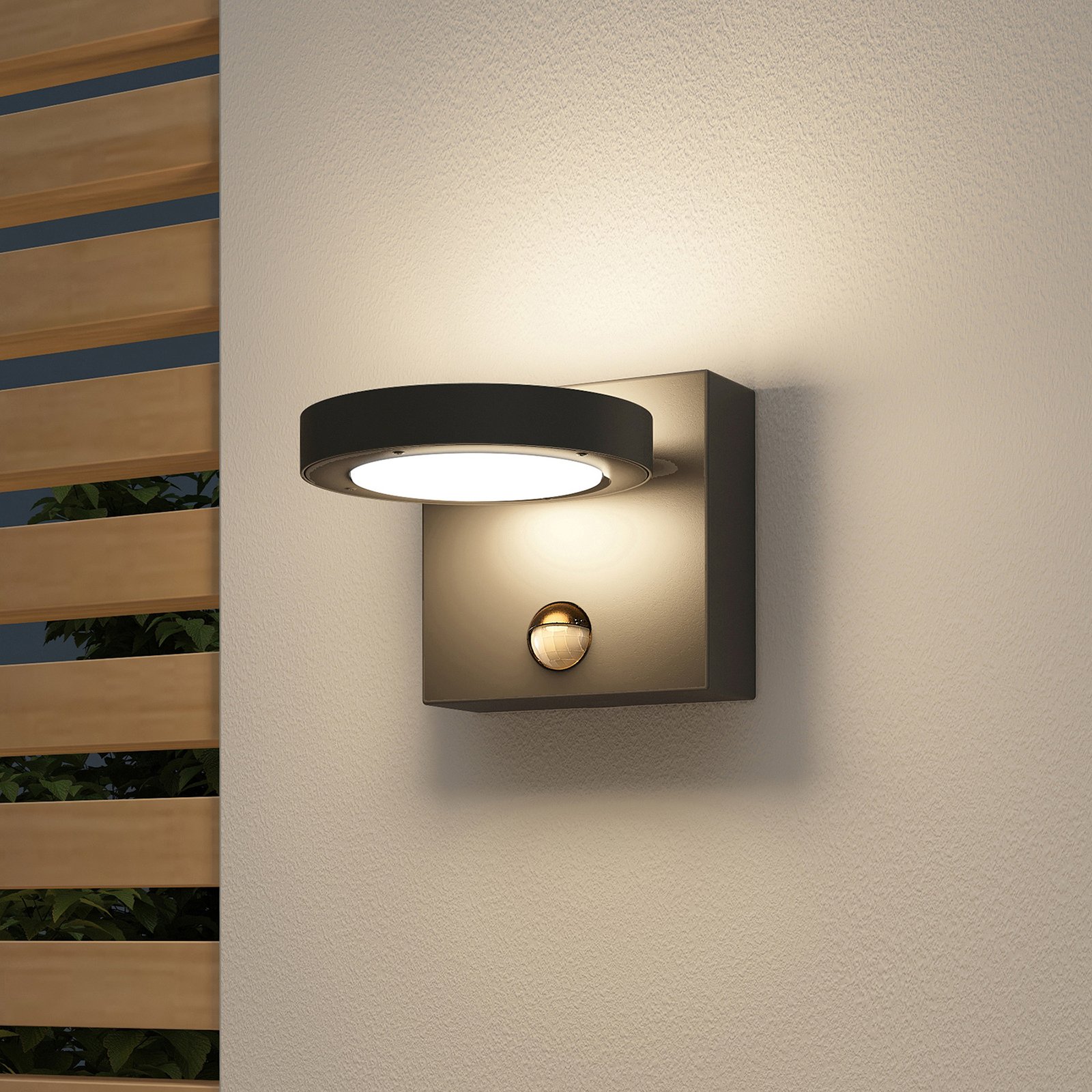 Lucande Belna LED-Außenwandlampe, grafit, Sensor