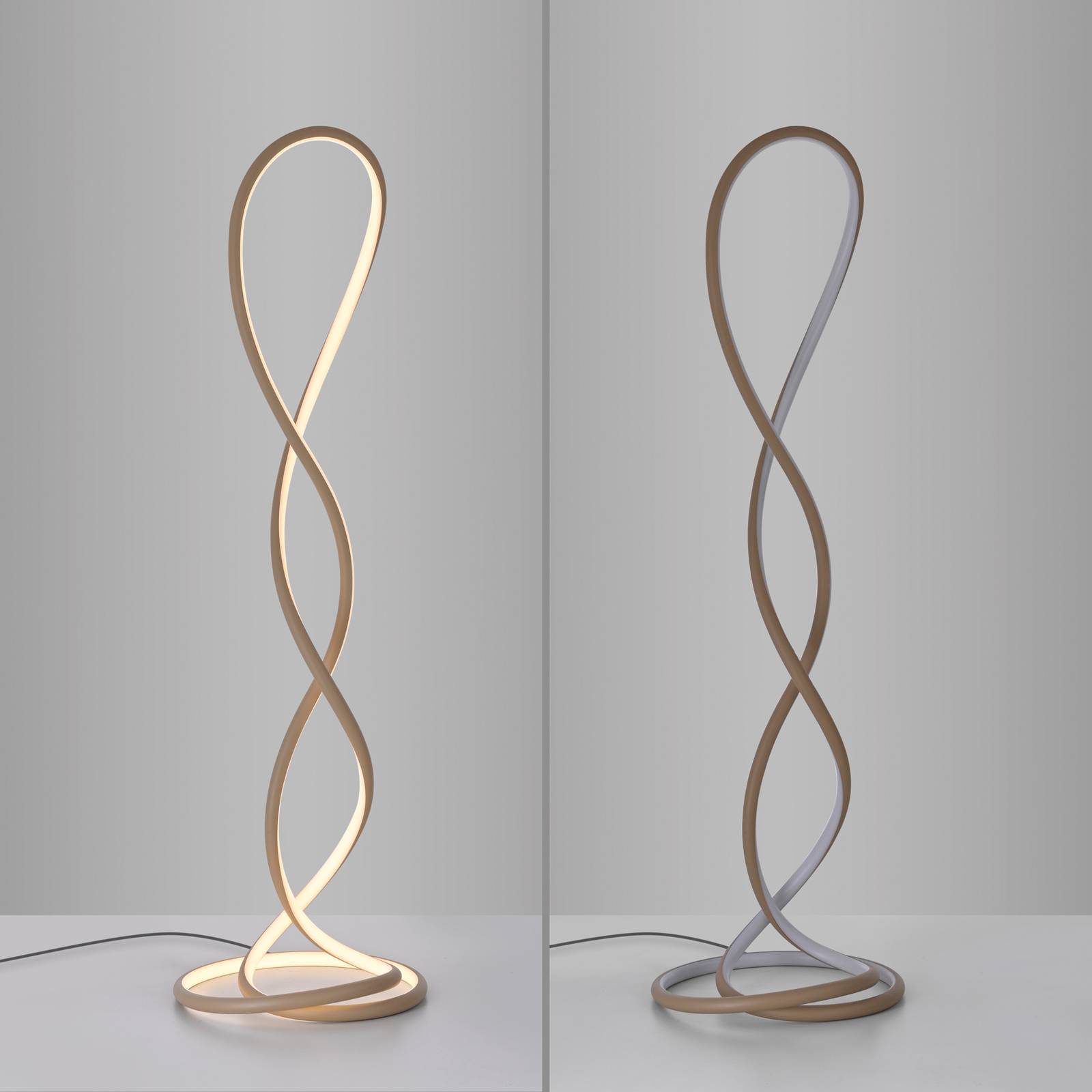 Lampa stojąca LED Paul Neuhaus Twist, kolor piaskowy, wysokość 143 cm