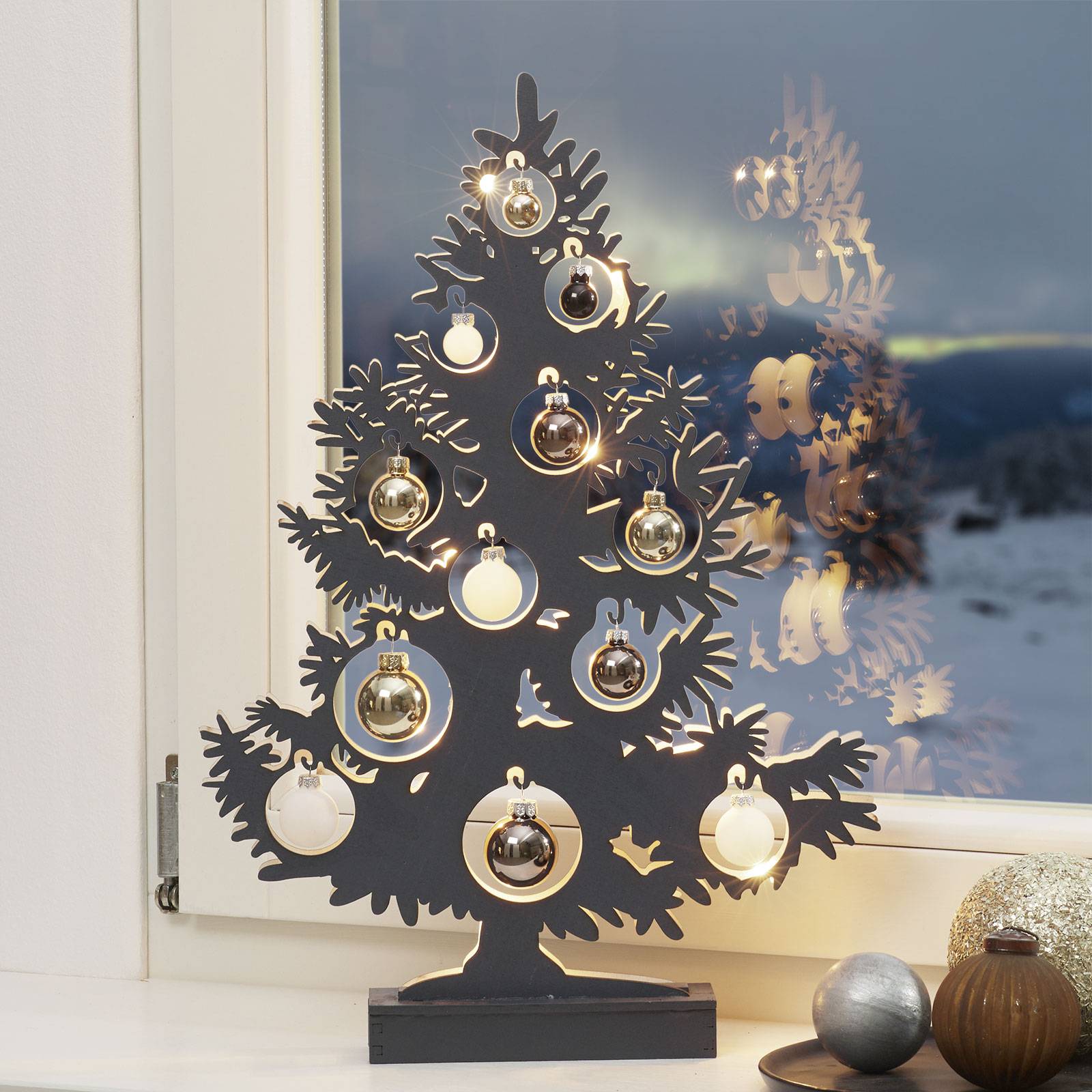 Karácsonyfa LED deco lámpa antracit