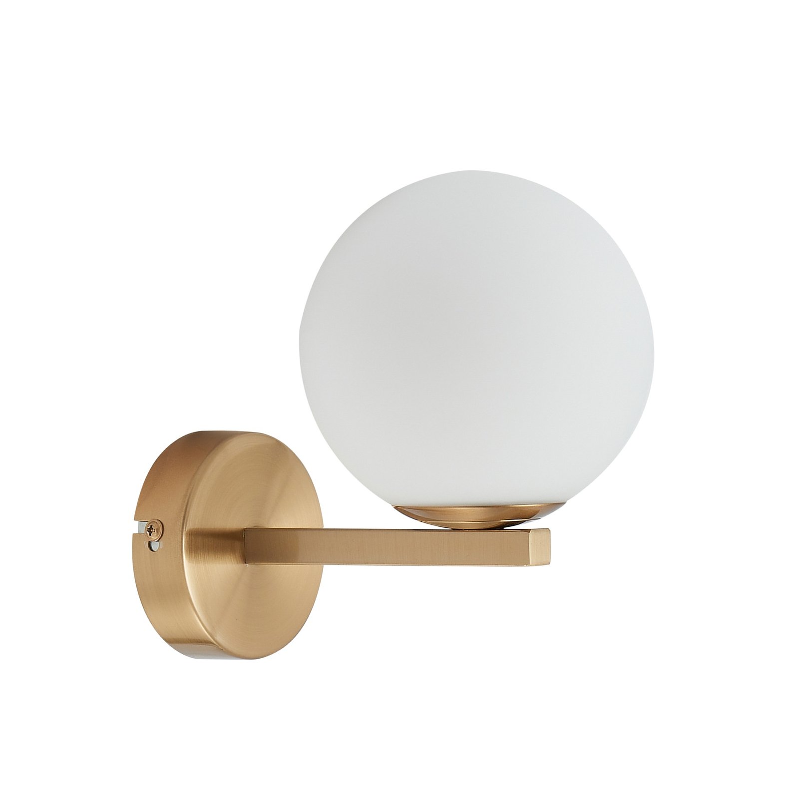 Lucande wall light Bidolo, brass-coloured, glass, 12 cm, IP44