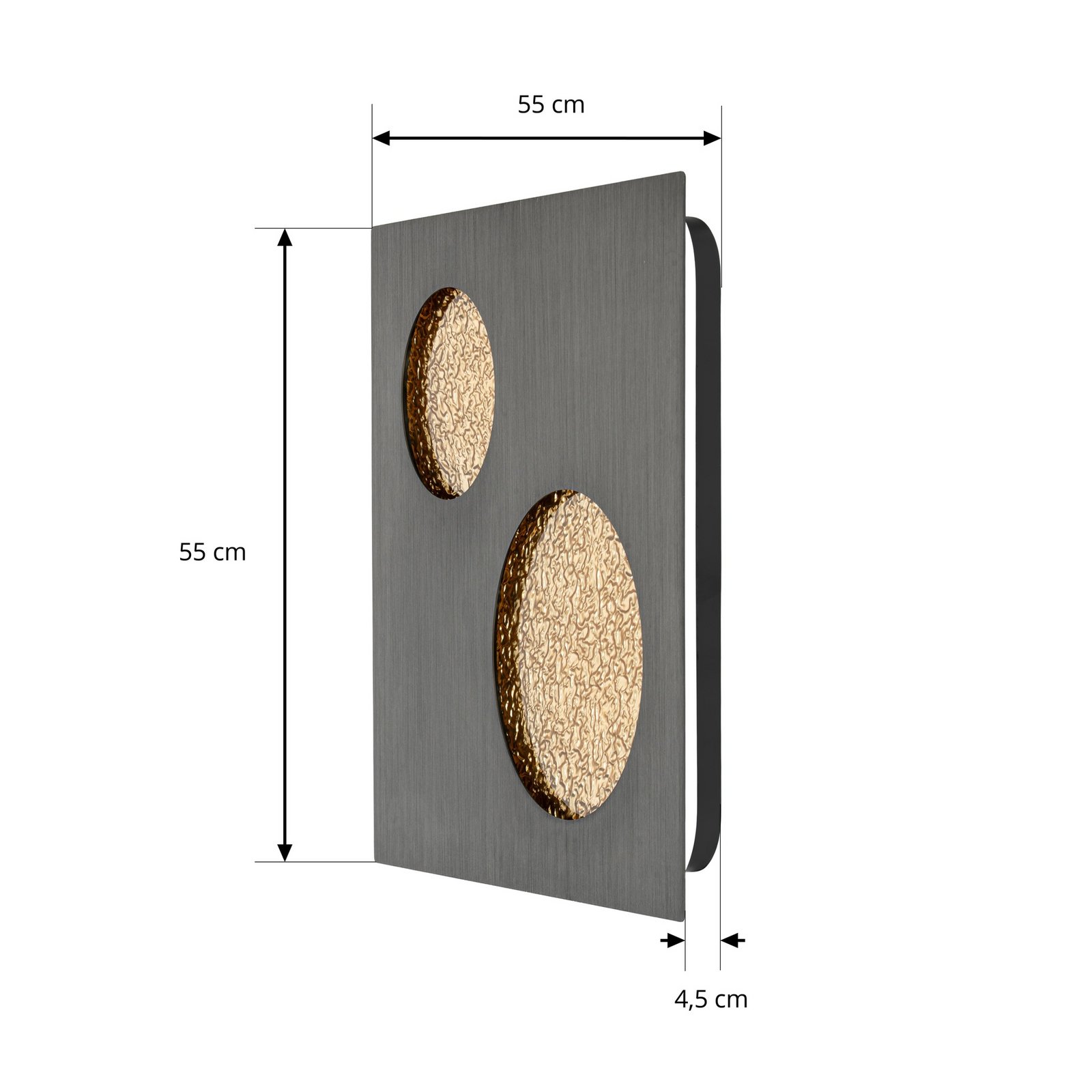 Lucande LED-Wandlampe Delin, grau/gold, 55 x 55 cm, step-dim Lucande LED-Wandlampe Delin, grau/gold, 55 x 55 cm, step-dim