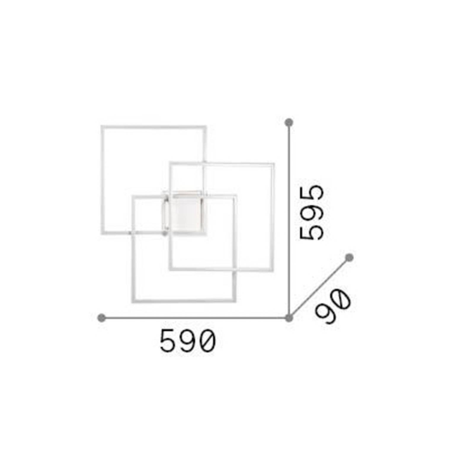 Ideal Lux kinkiet LED Frame czarny 3-punktowy 59 x 59,5 cm