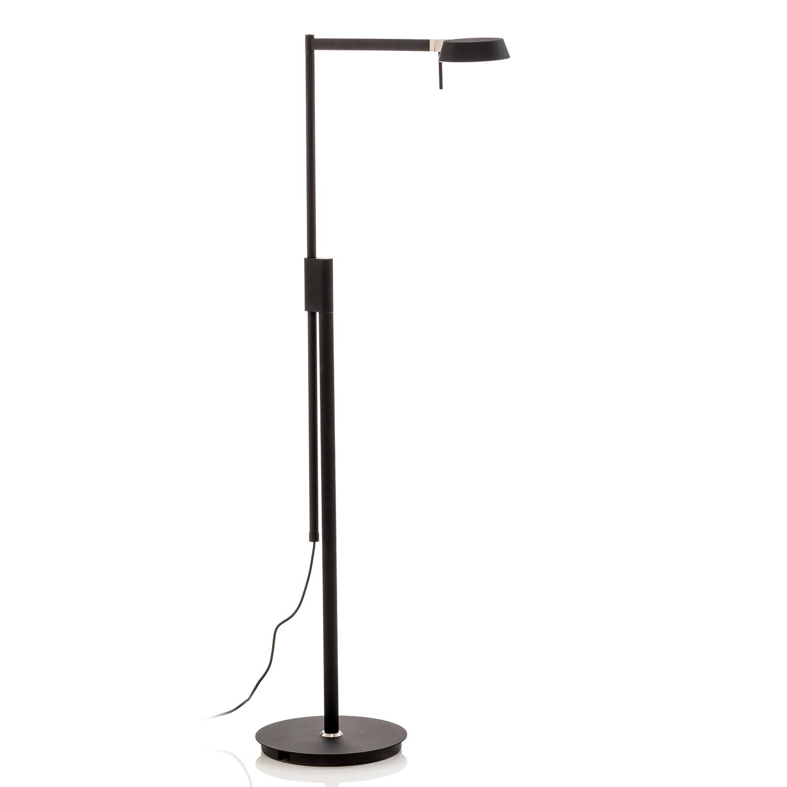 Rothfels Ulrik LED floor lamp, black, nickel, for Living / Dining Room, brass, stainless steel, aluminium, 8 W, W: 12 cm, H: 150 cm