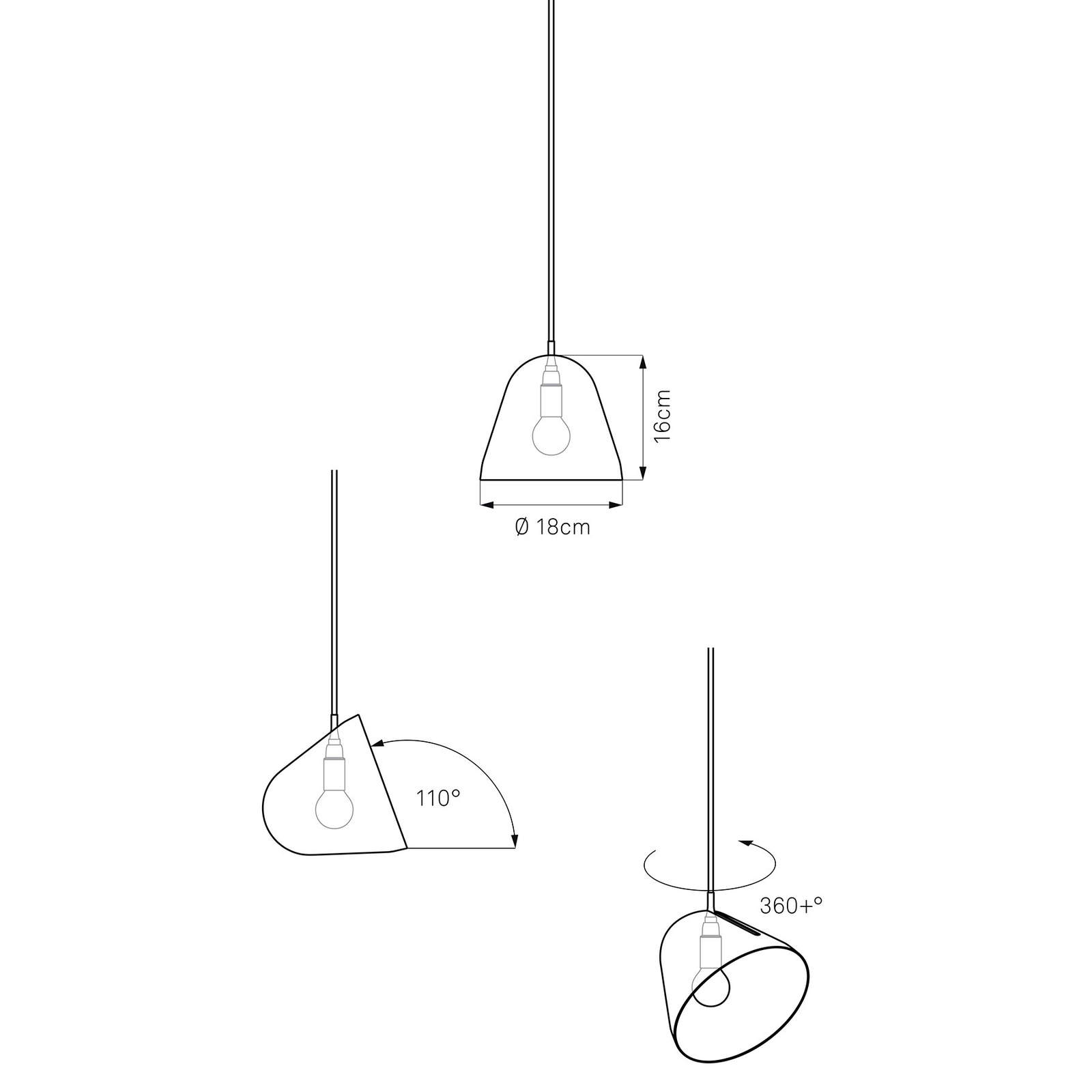 Nyta Tilt S pendant light, white 3 m cable, white