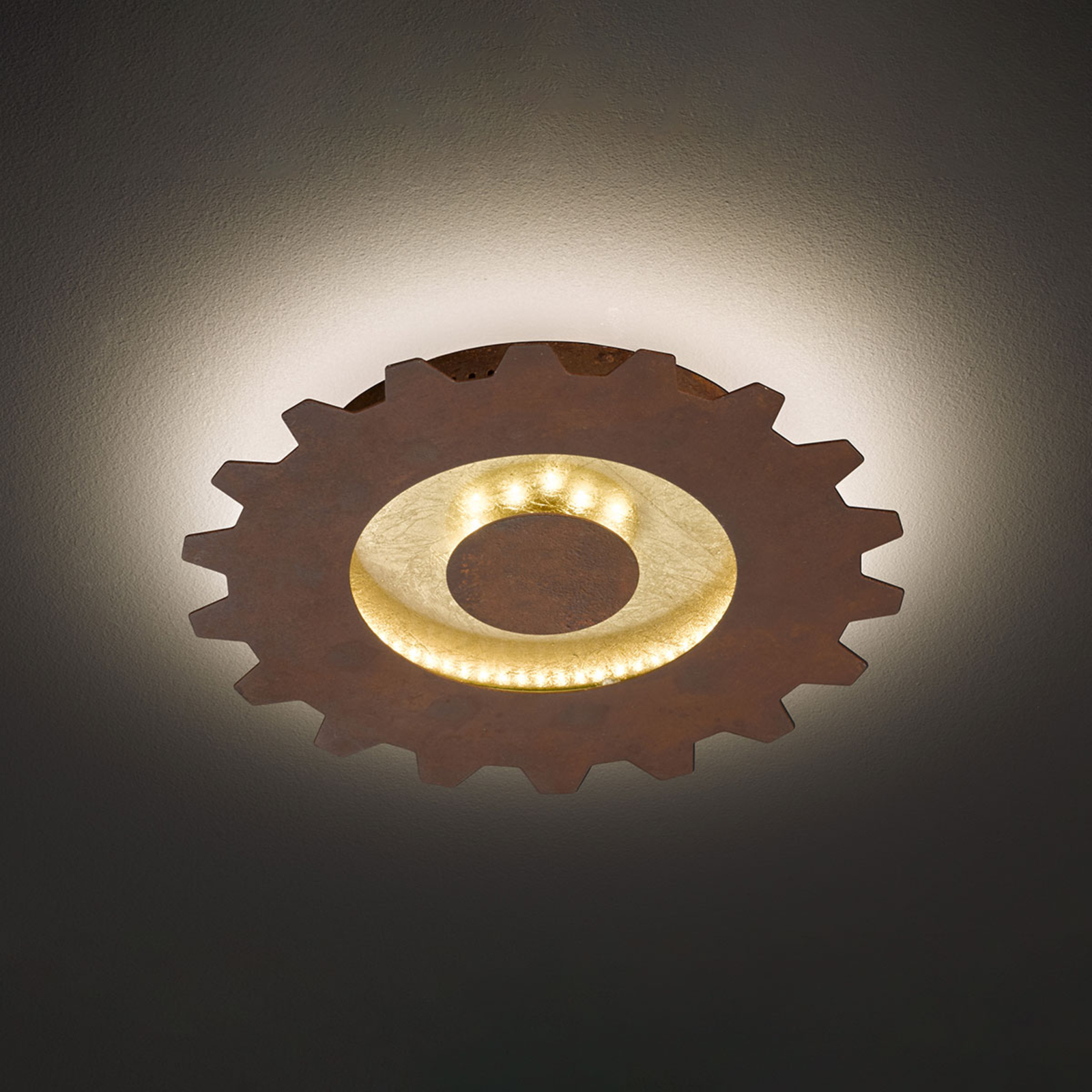 Leif LED ceiling light in cogwheel look, Ø 30 cm