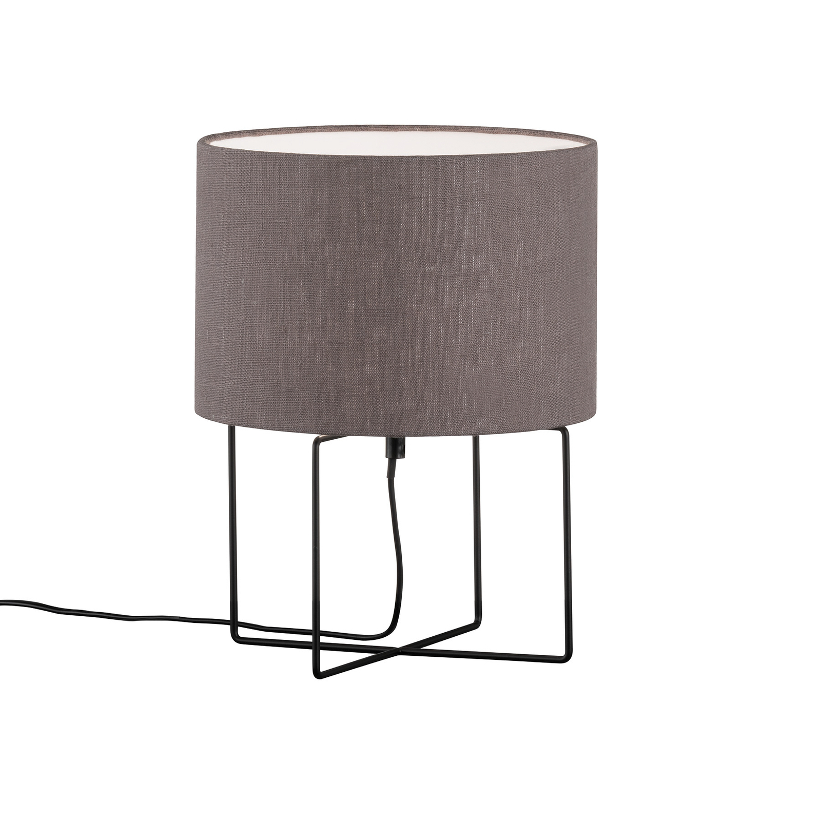 Lampada da tavolo Java con paralume di lino grigio