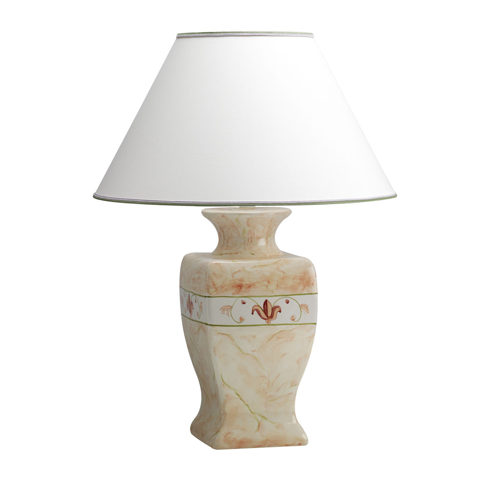 Eurokeramic Ceramic buffet lamp Marmorino - height 70 cm, for Living / Dining Room, ceramics, fabric, E27, 60 W, energy efficiency: A++, H: 70 cm