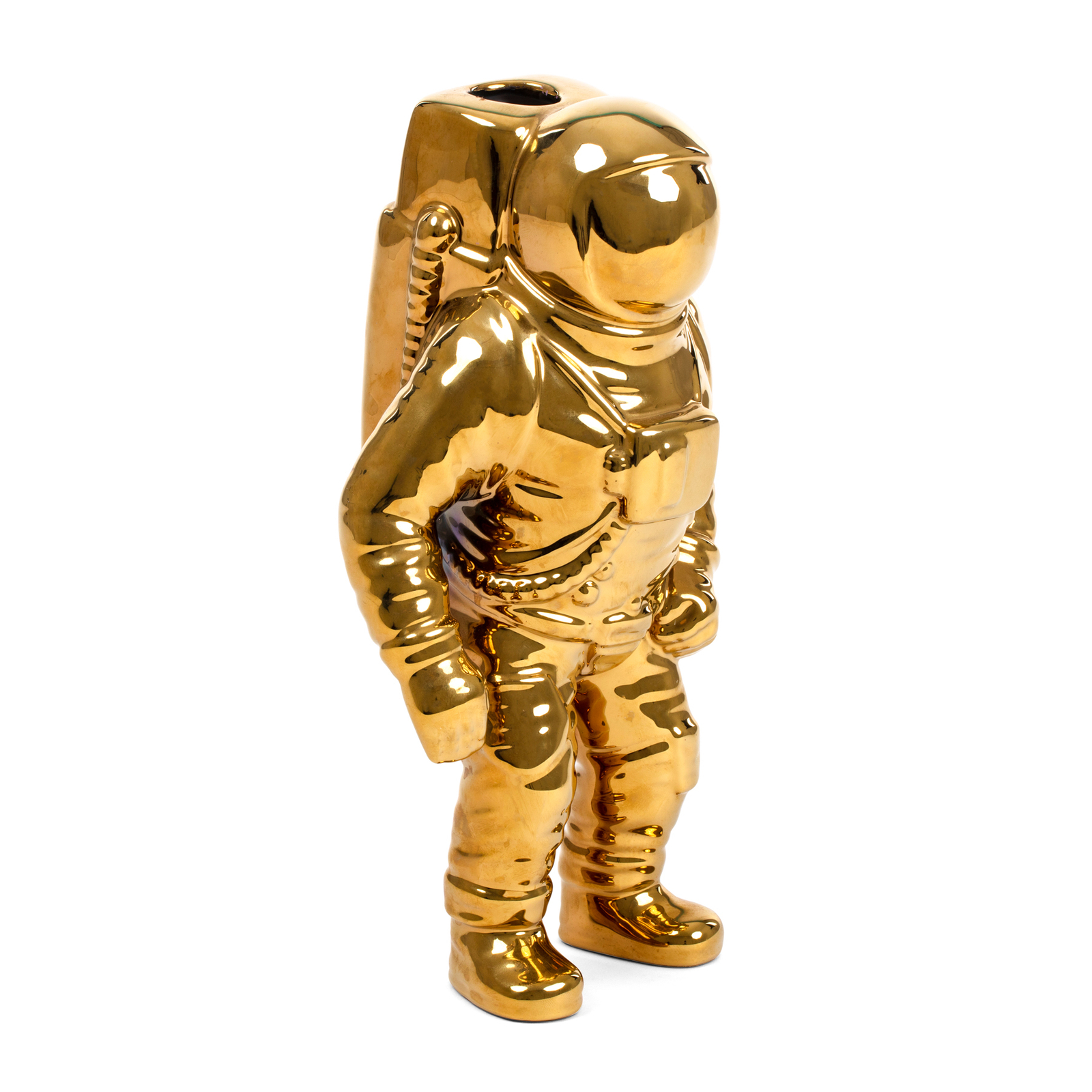 SELETTI Vase Cosmic Diner Starman, gold. H 28 cm, Porzellan