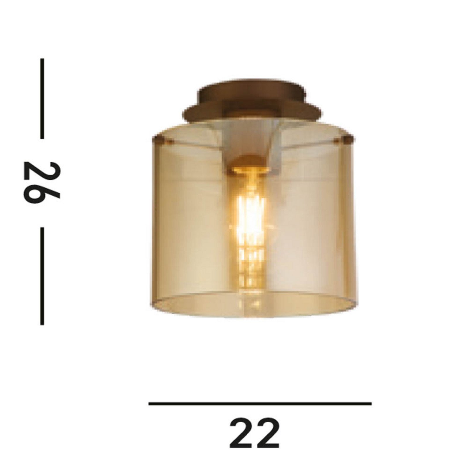 Searchlight Plafonieră Sweden mocha/amber 1 bec oțel sticlă - Camera de zi / sufragerie - moca chihlimbar