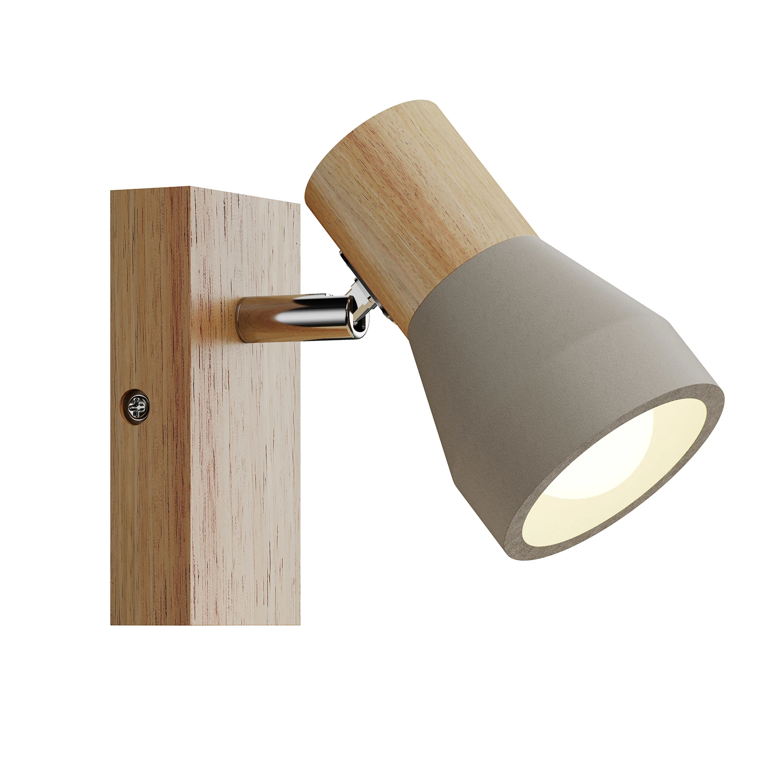 Foco Lindby Filiz, 12 cm de altura, madera, hormigón, E14