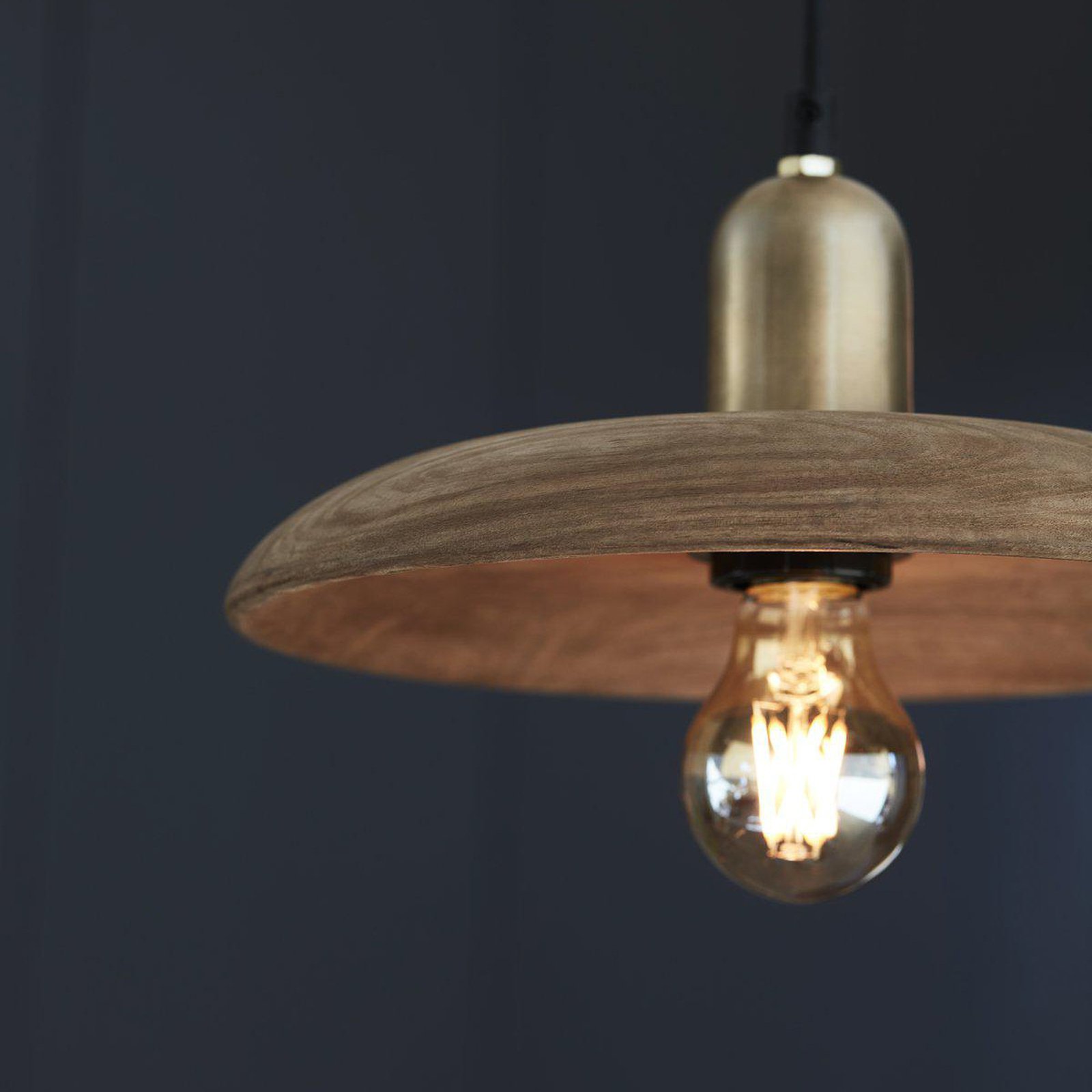 PR Home Bliss pendant light, wood, brown, Ø 28 cm, plug