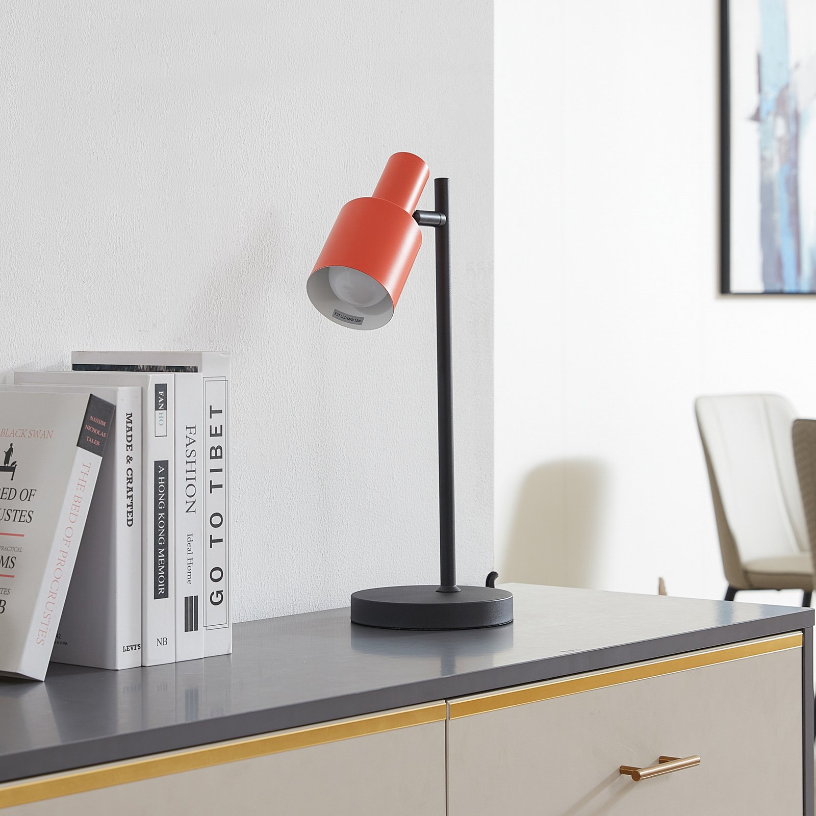 Lindby lampe à poser Ovelia, orange/noir, fer, E27