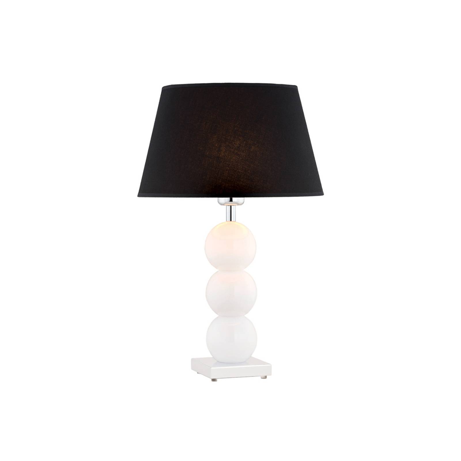 Lampe à poser en tissu Fulda, noir, pied blanc