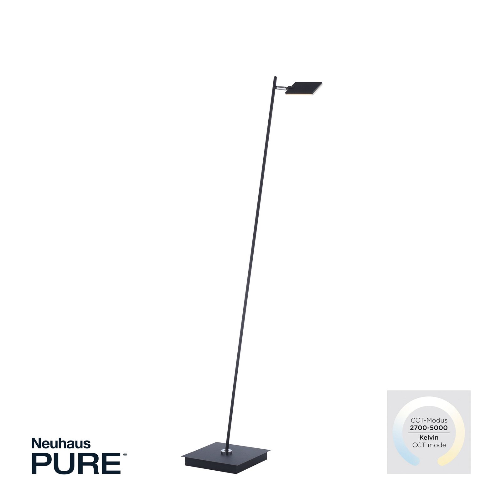 Pure Mira LED vloerlamp, afstandsbediening, zwart