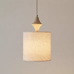 Hänglampa Amura, beige/sand, tyg, Ø 25 cm, E27