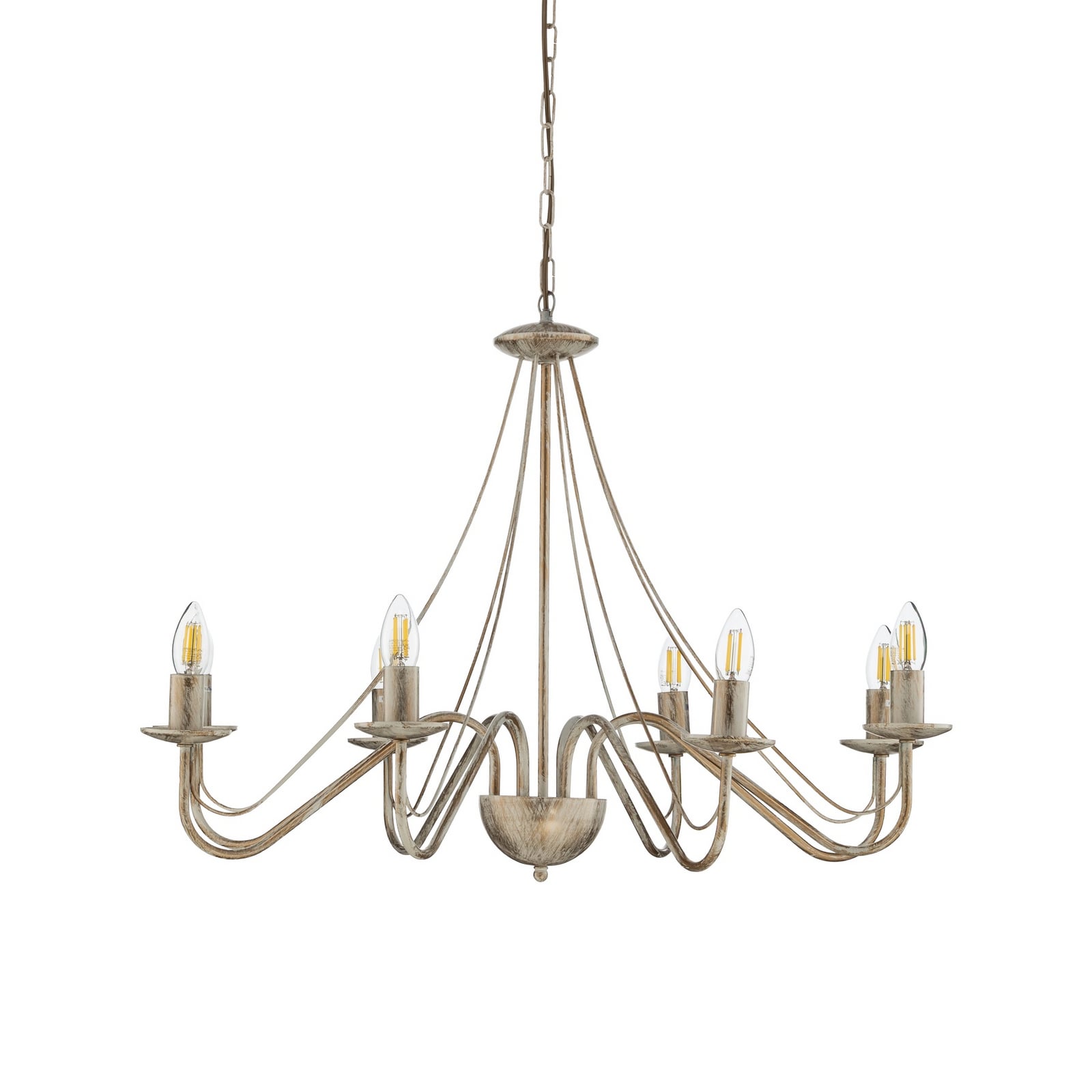 Ljuskrona Malbo, vitguld, metall, 8 lampor, E14