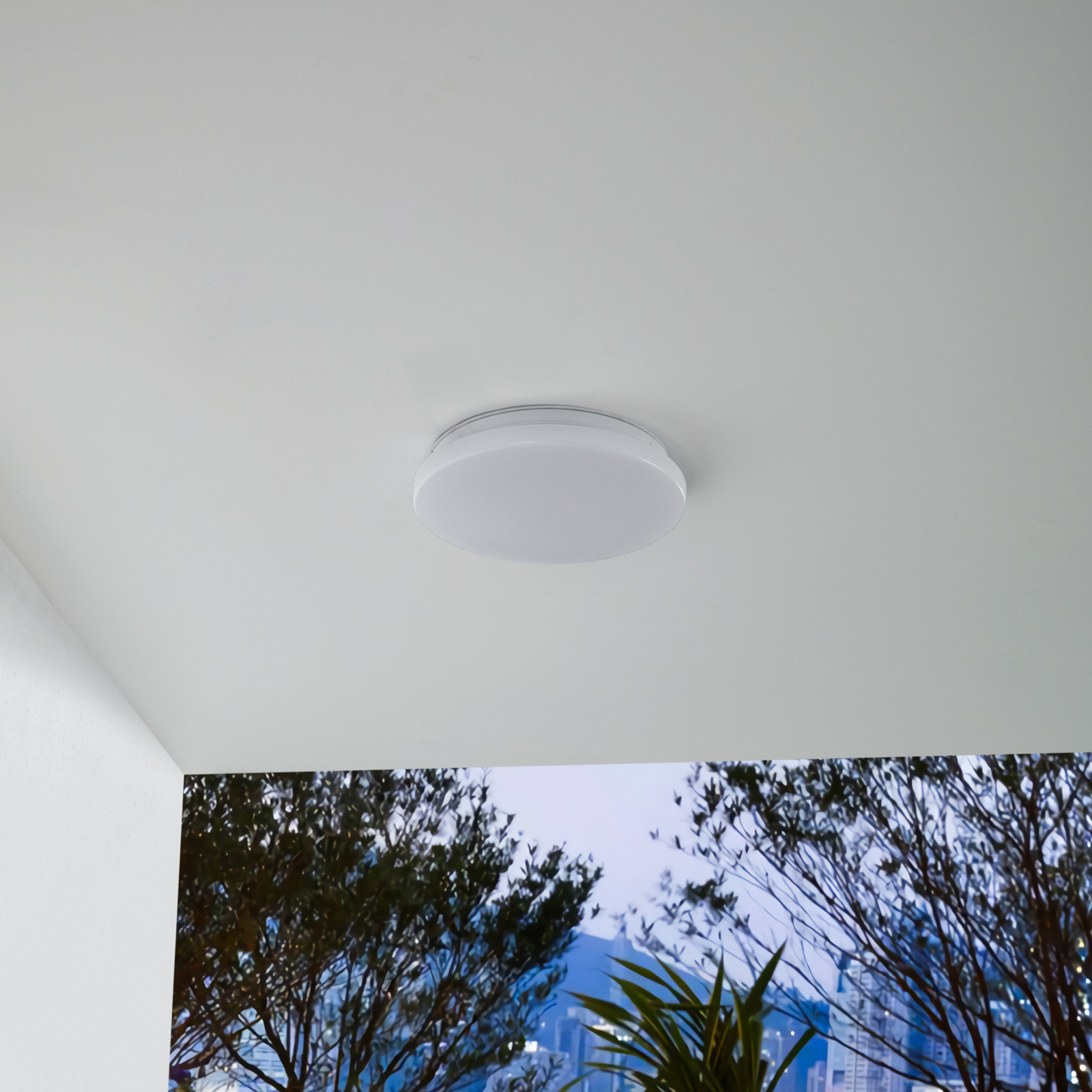 Lindby LED outdoor ceiling light Kirkola, 4000 K, Ø 26 cm, white