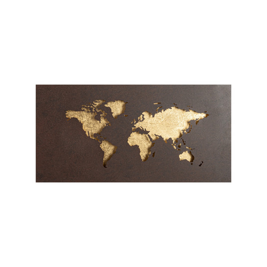 World LED-vägglampa, rost/guld, 60 cm x 30 cm - Lucande