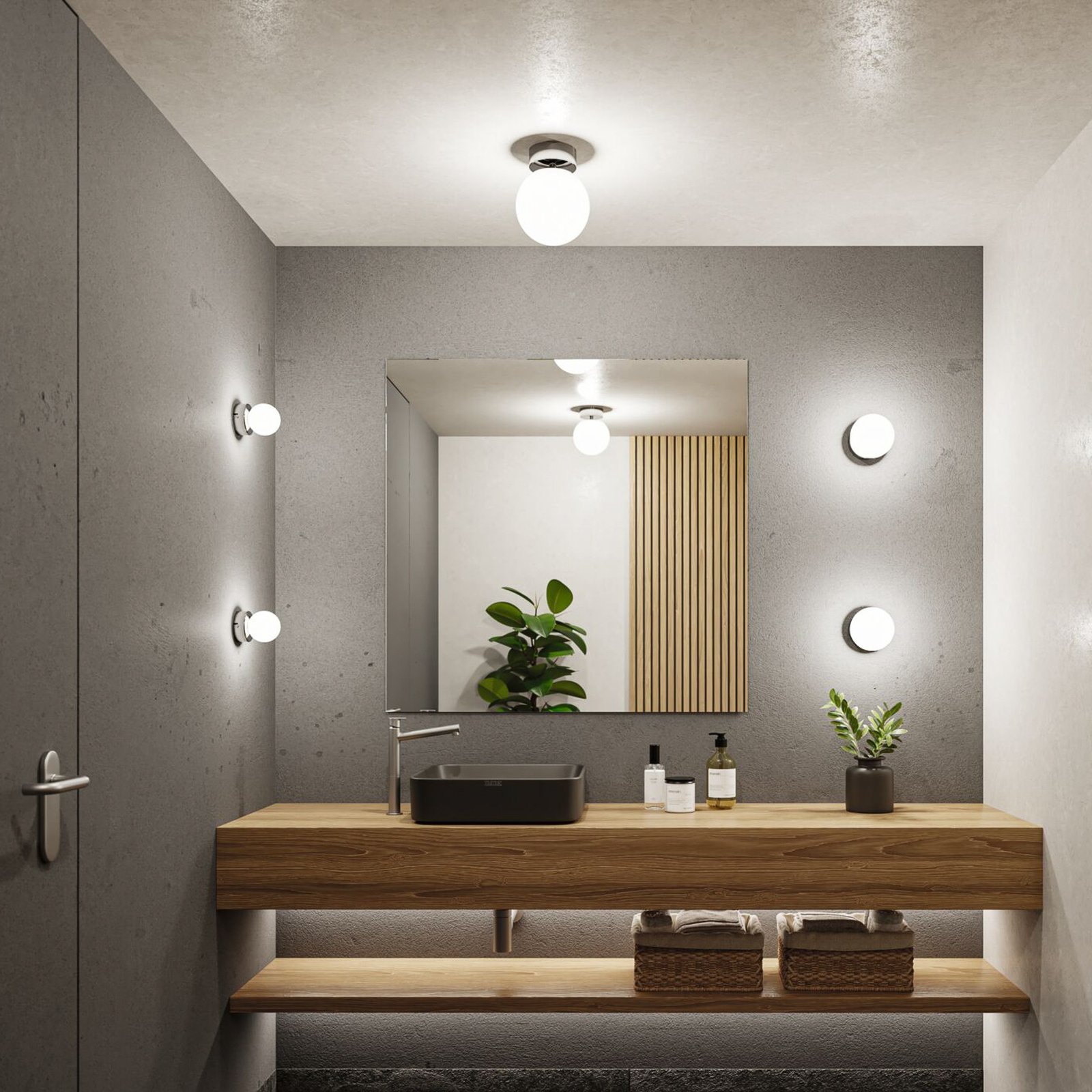 Gove Ceiling Lamp IP44 Dim. Chrome/Satin - Paulmann